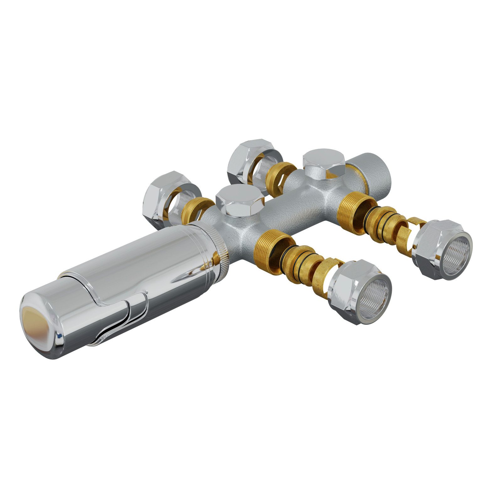 HAGO Heizkörperthermostat Thermostatventil Heizkörpergarnitur 50mm Mittelanschluss Chrom Eckform, Frostischerung, Hydrosensor, 5-Stufige Temperaturregelung