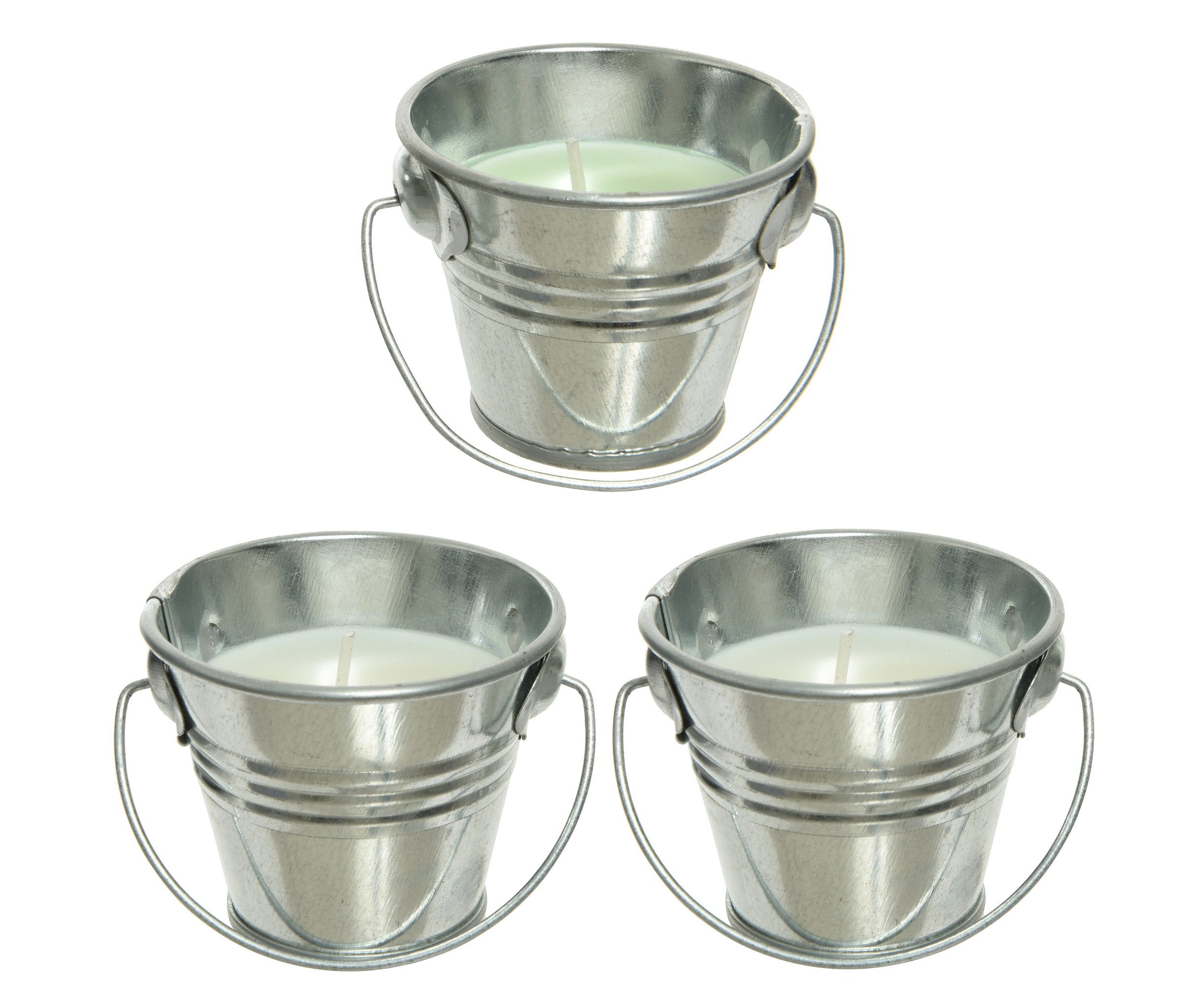 Decoris season decorations Duftkerze, Citronella Kerze 6cm Outdoor Duftkerze im Metalleimer 3er Set