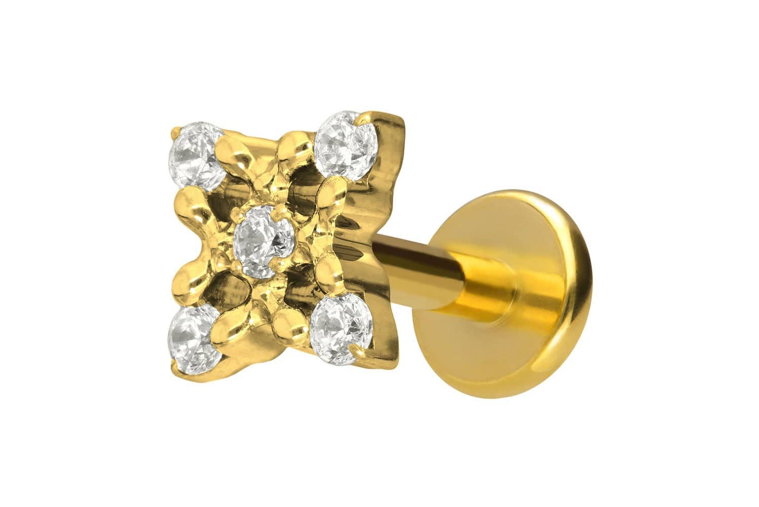 Piercing-Set Titan Labret mit Innengewinde KRISTALLBLUME