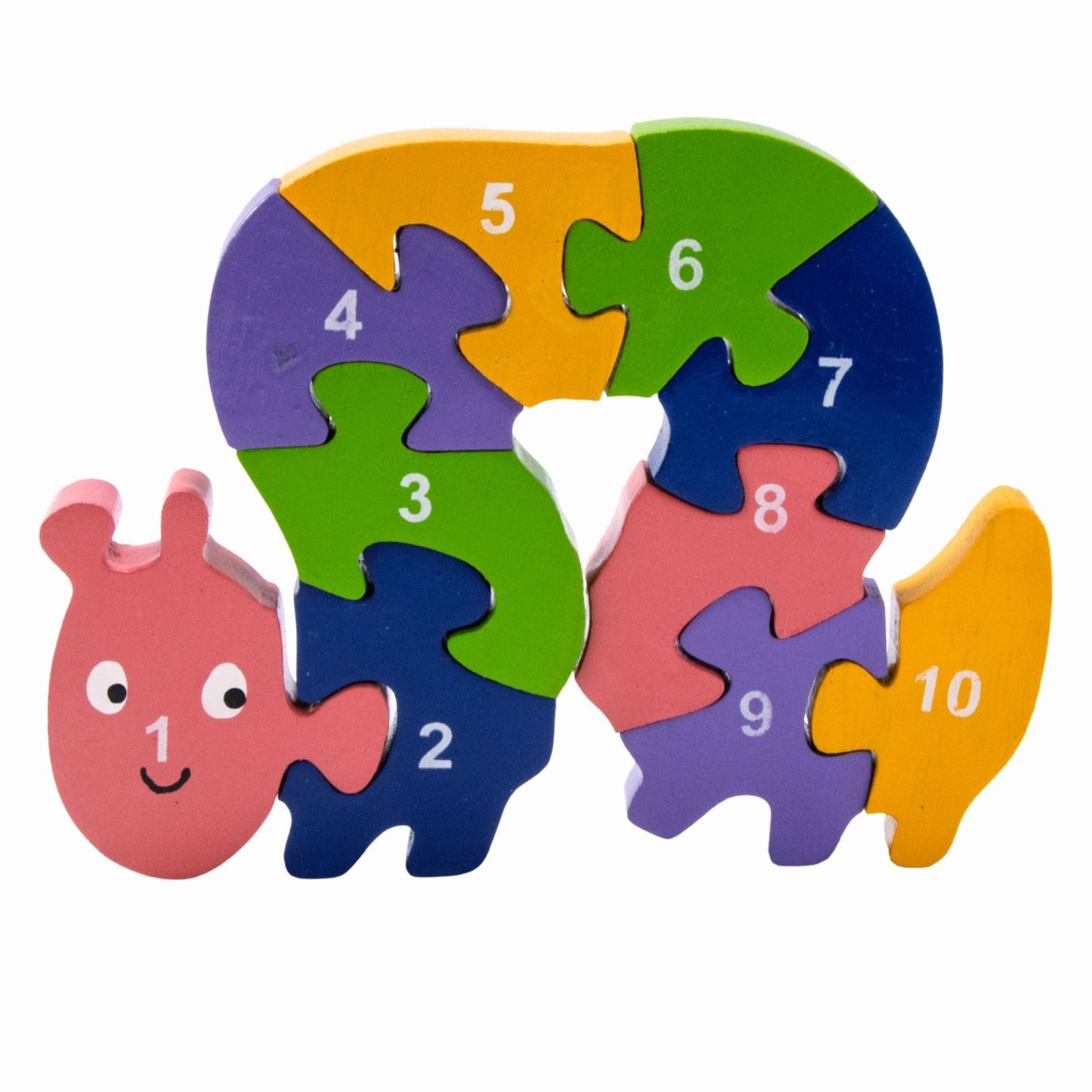 GICO Steckpuzzle Holzpuzzle Raupe mit Zahlen von 1 bis 10- 3937, Puzzleteile
