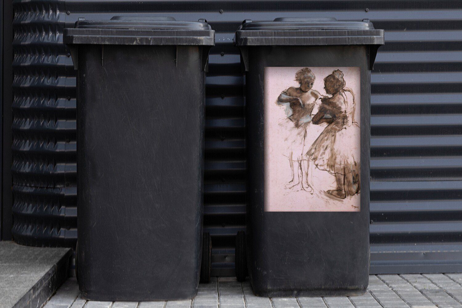 Mülltonne, Tänzerinnen Edgar Container, St), Wandsticker Mülleimer-aufkleber, - MuchoWow von Kunstwerk Degas Zwei (1 Sticker, Abfalbehälter