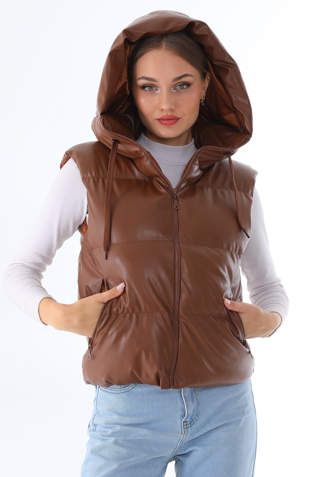 Bongual Steppweste Lederimitat Waistcoat Weste kurz günstig online kaufen