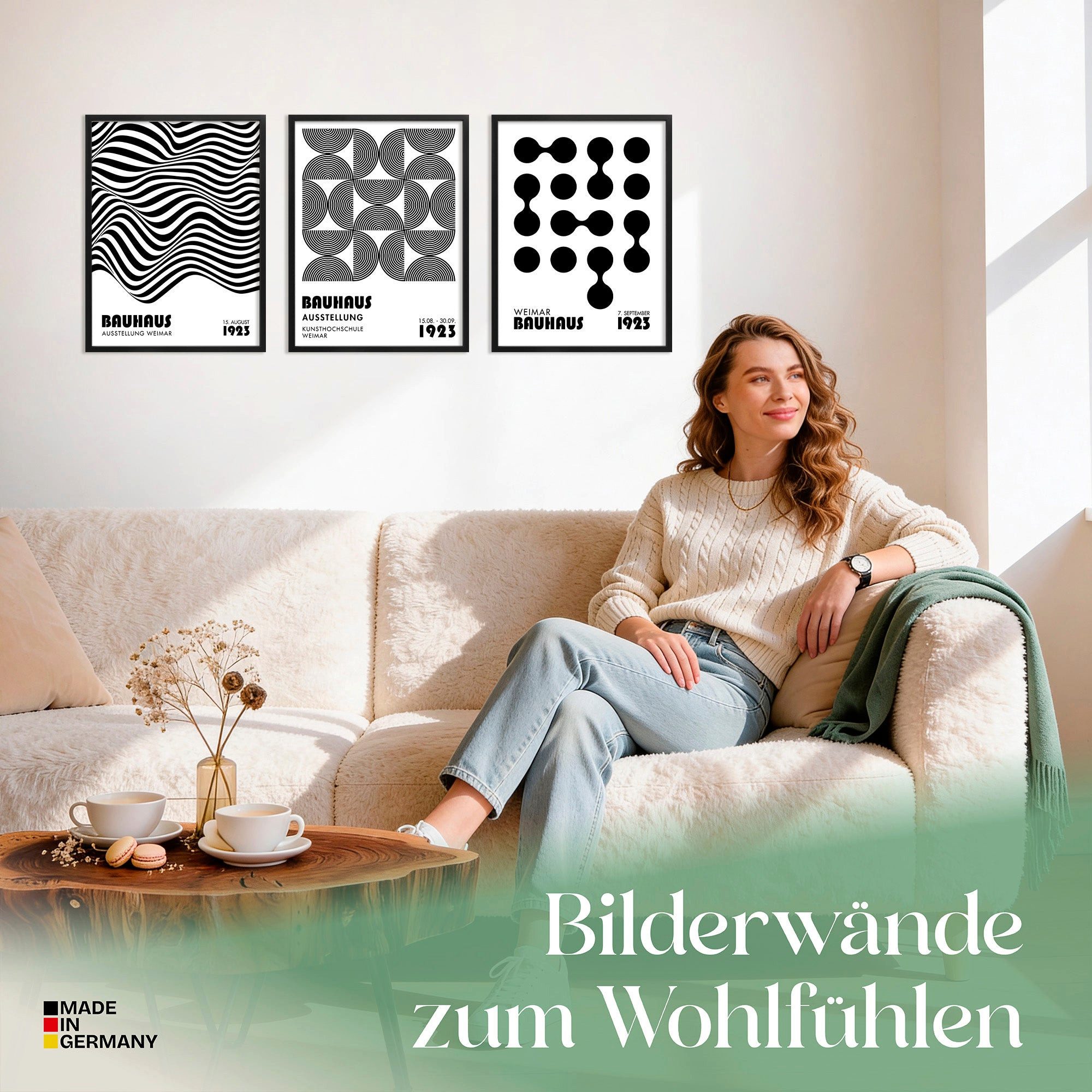 ARTFAVES Bilder-Collage Poster Set Bauhaus Geometrie 1 I mehrteilige Bilderwand I Wandbilder B, (Wandbilder modern, 3 St)