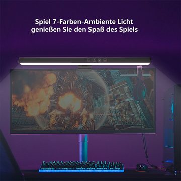 LANOR Klemmleuchte ComputerHängelicht,Gaming-Umgebungslicht,blendfreie Computer-Fülllicht, RGB, Zeitgesteuerte 60-Minuten-Licht-Aus-Funktion,stufenlos dimmbar