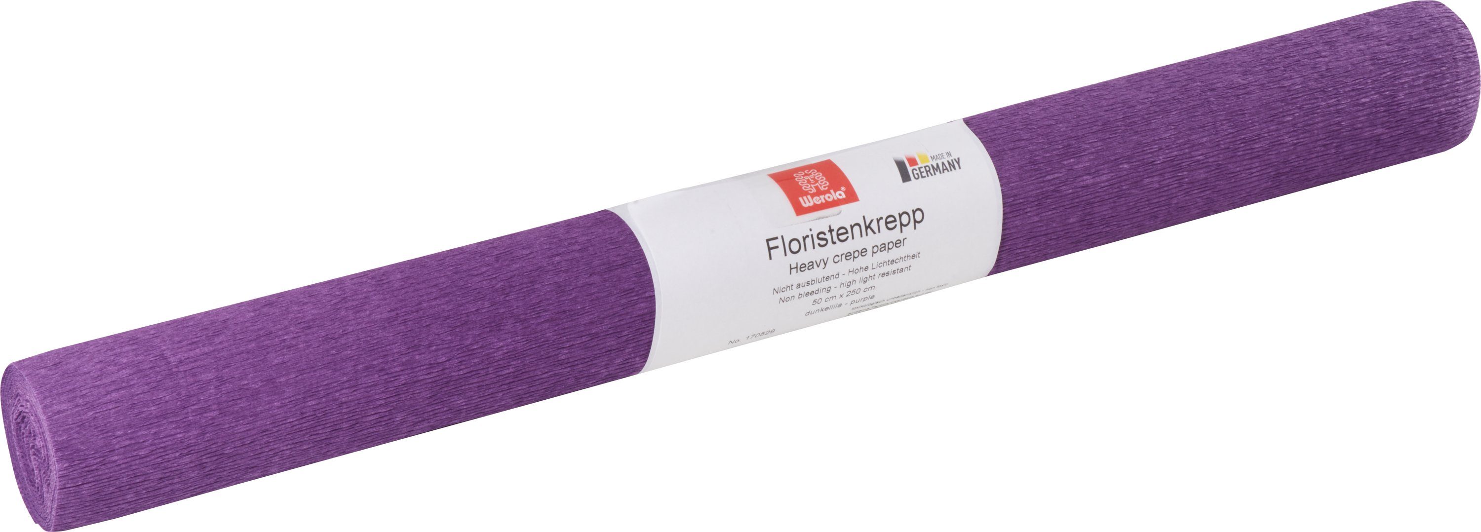 Werola Feinpapier Floristen-Kreppapier, 250 cm x 50 cm, farbfest Dunkellila
