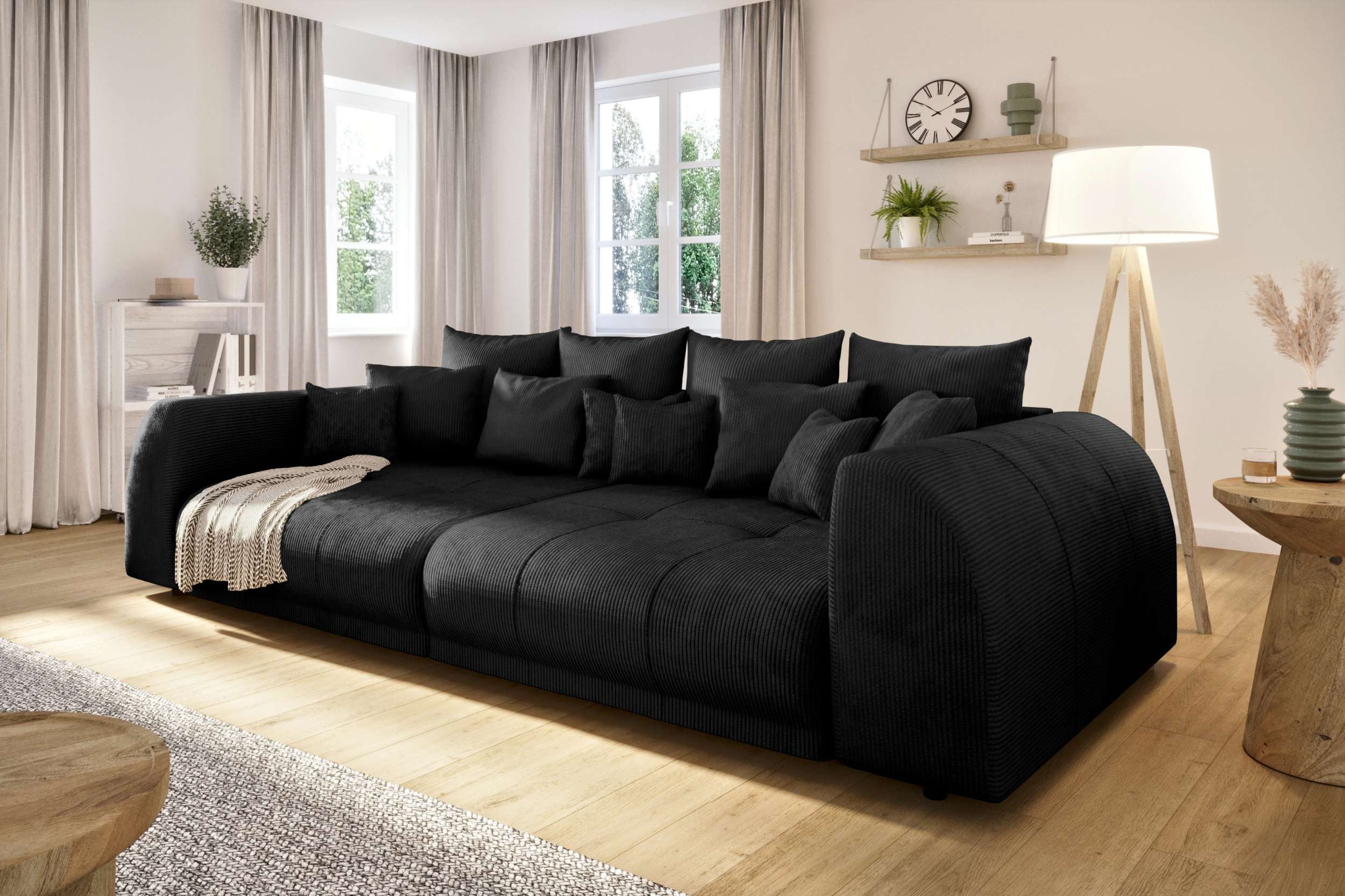 99rooms Big-Sofa Lucca, Sofa, Big-Sofa, Inkl. Kissenset, rundum mit Cordstoff POSO bezogen, Schlaffunktion