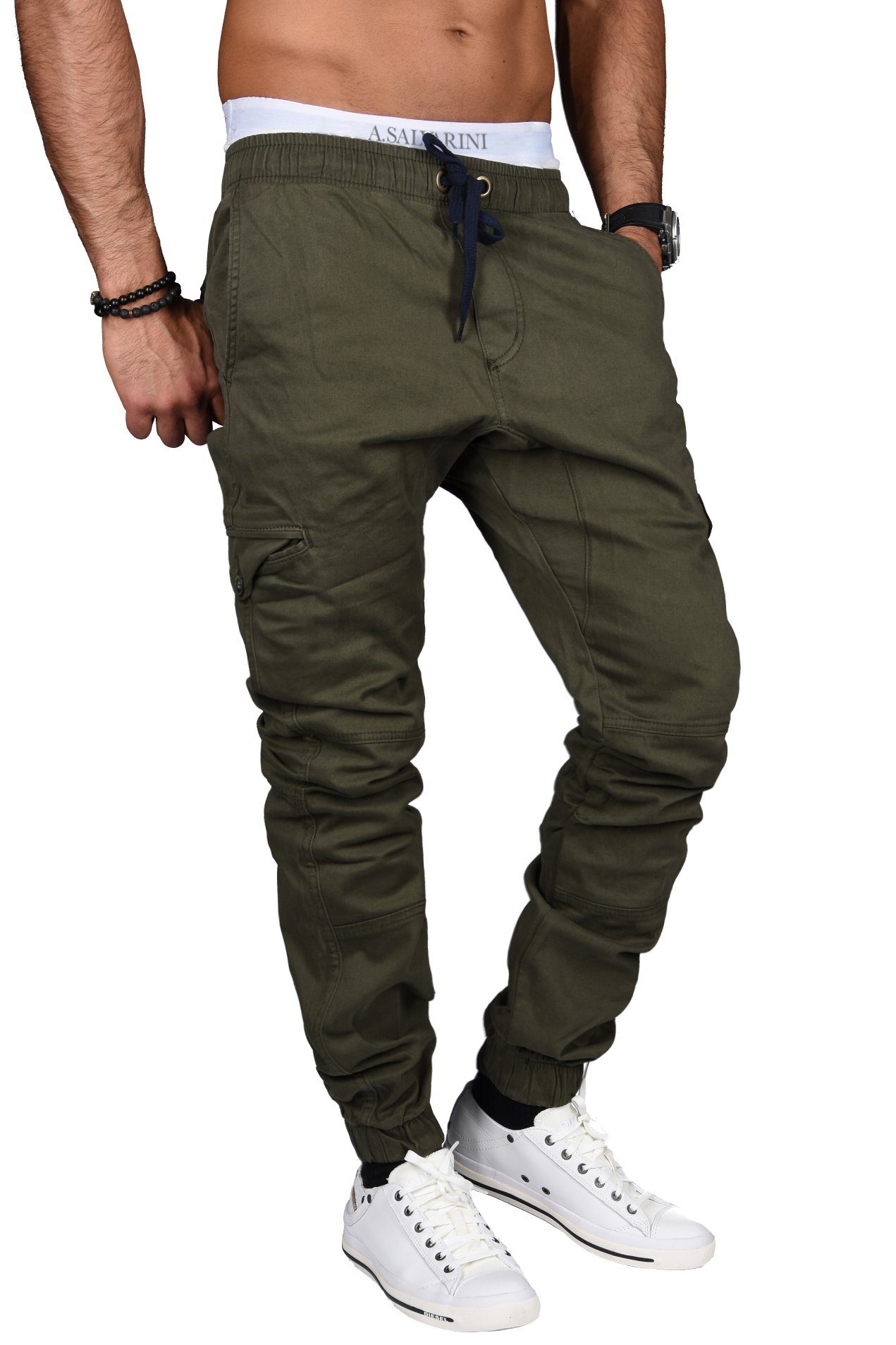 Cargohose Salvarini Designer, Fit Herren Regular grün Alessandro