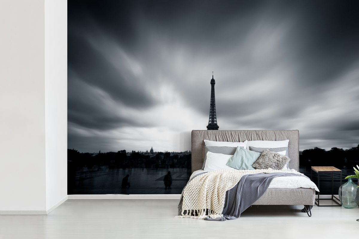 Eiffelturm, den Schlafzimmer, Kinderzimmer, auf Blick (6 Fototapete Vinyl für St), MuchoWow bedruckt, Tapete Wohnzimmer, Matt, Wallpaper