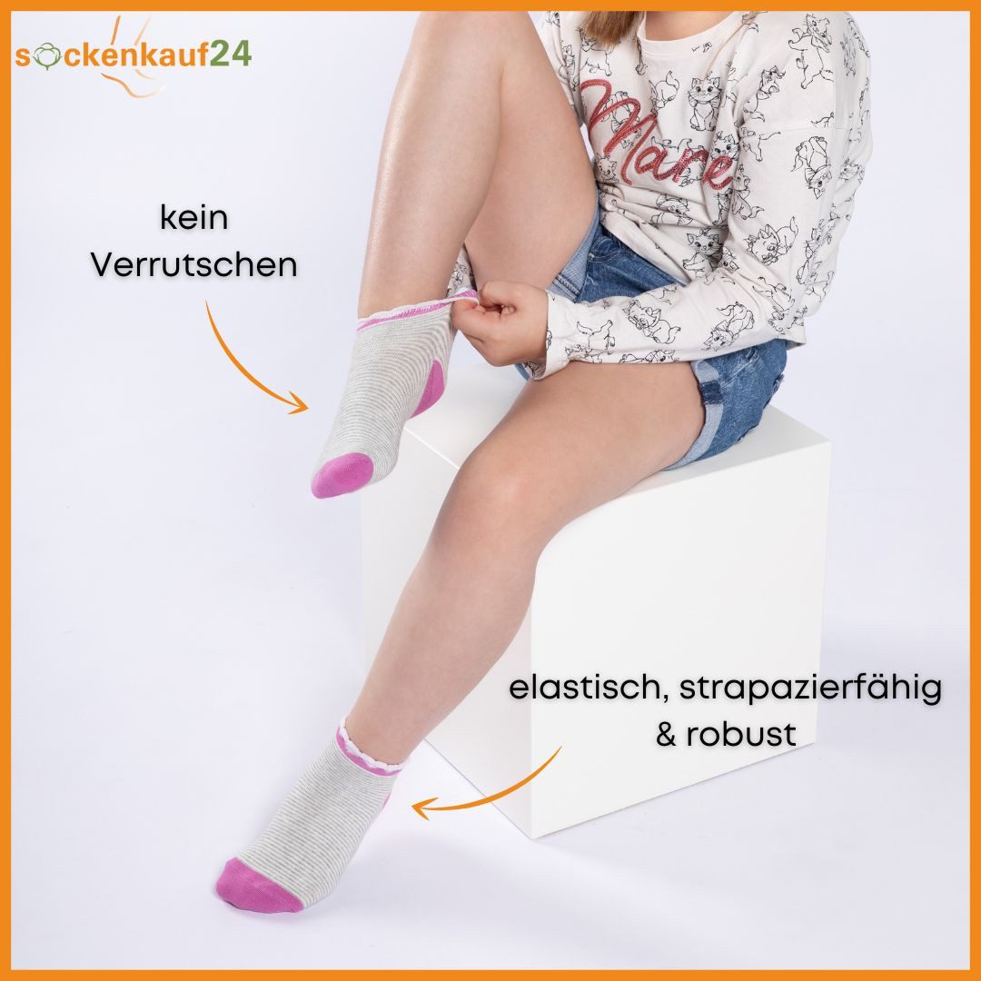 sockenkauf24 Sneakersocken 10 Paar Kinder Sneaker Socken Jungen & Mädchen Baumwolle Kindersocken (56269, 35-38) WP