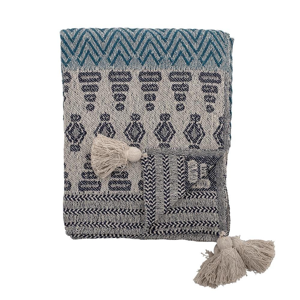 Bloomingville Tagesdecke Milas Throw, Blue, Recycled günstig online kaufen