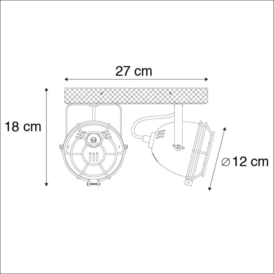Qazqa LED Aufbaustrahler Gina, ohne Leuchtmittel, Warmweiß, QAZQA Aufbau­spot, gu10, Rostbraun, Stahl, Industrie