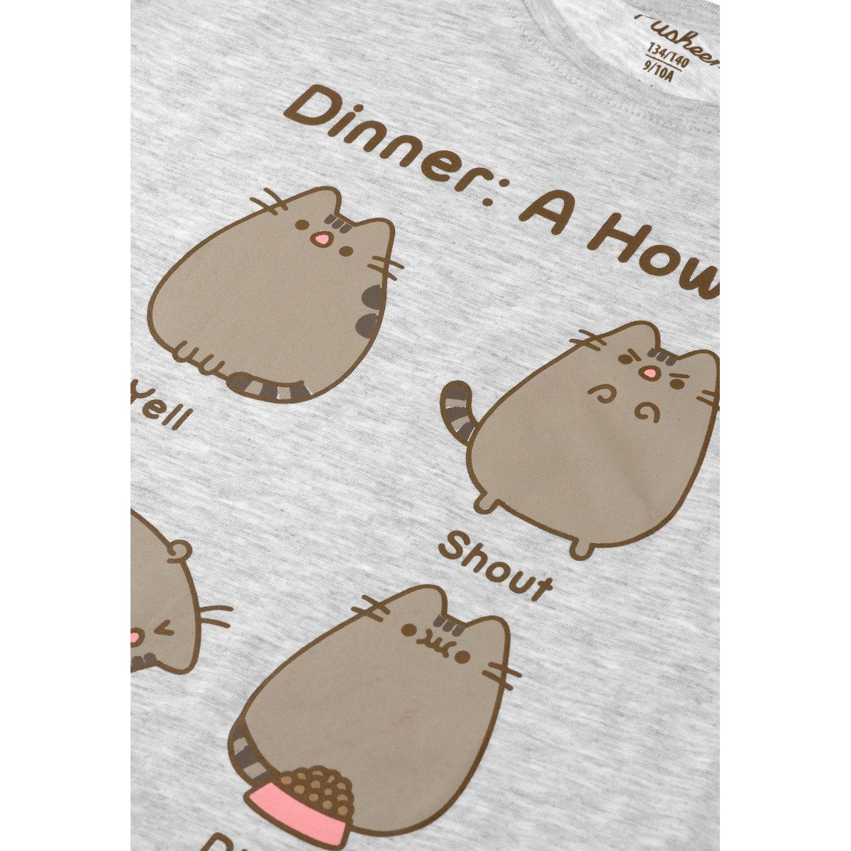 Pusheen T-Shirt Dinner A How-To Mädchen (1-tlg) Shirt, Oberteil, Leibchen, Funktionsshirt, Shortsleeve Shirt