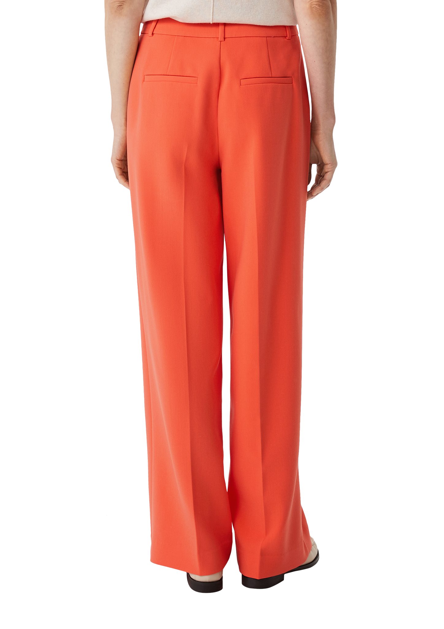 Wide Leg orange Stoffhose mit Twill-Hose Logo Regular: Comma