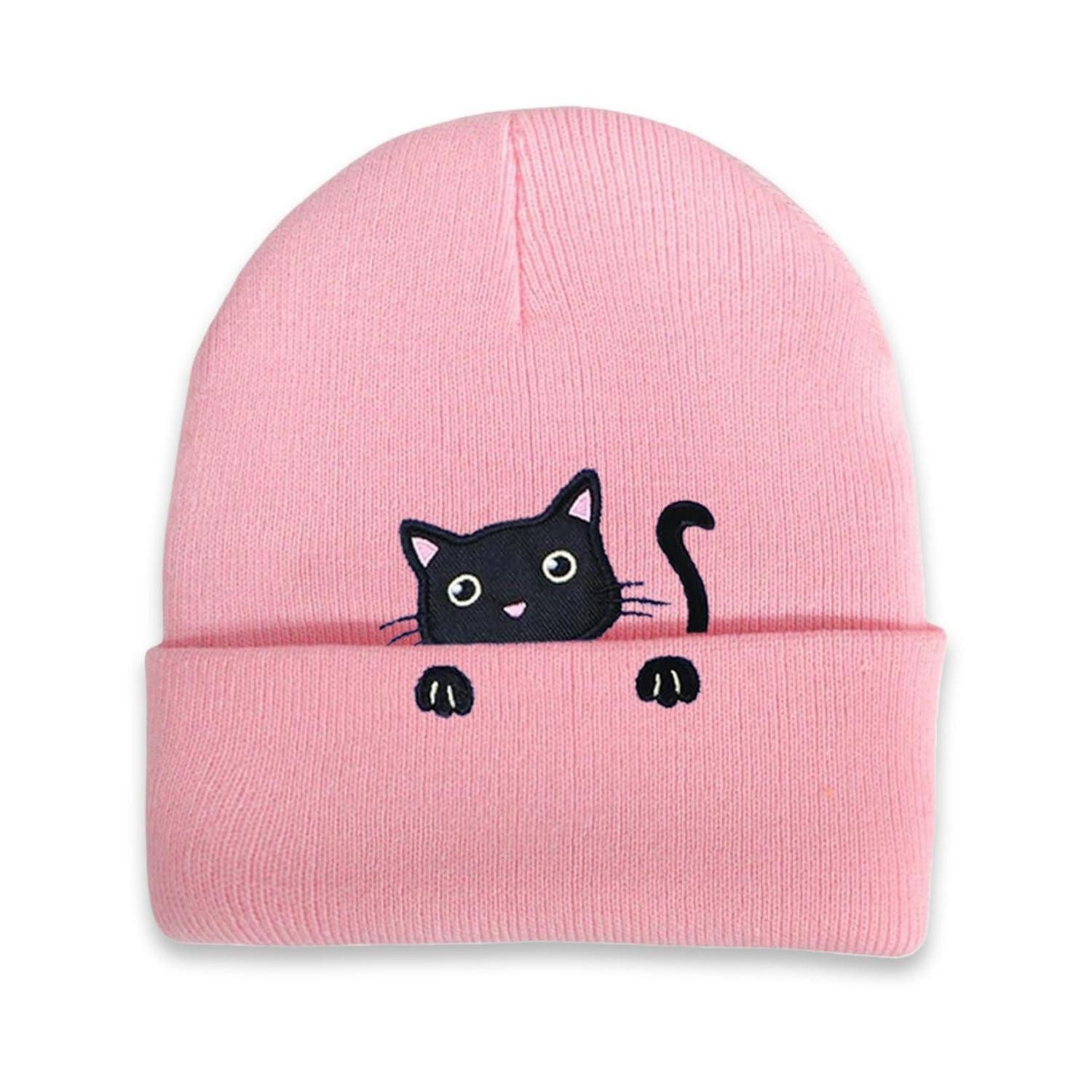 LuxusKollektion Ohrenmütze Kinder Mütze Katzenohren Lila M/L (1-St)
