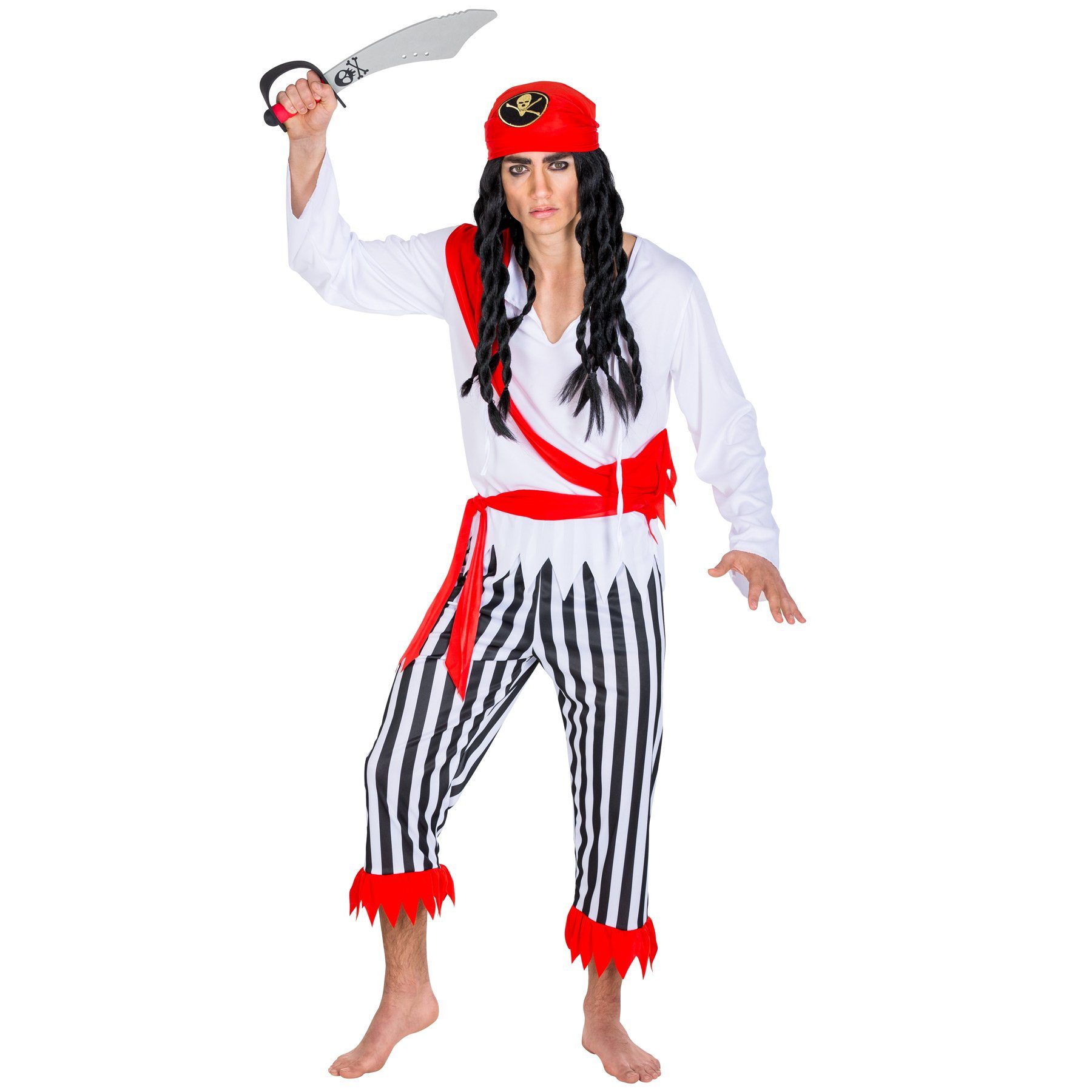dressforfun Piraten-Kostüm Herrenkostüm Pirat Kapitän einäugiger Henry, Elastische Jersey-Hose mit Gummizug