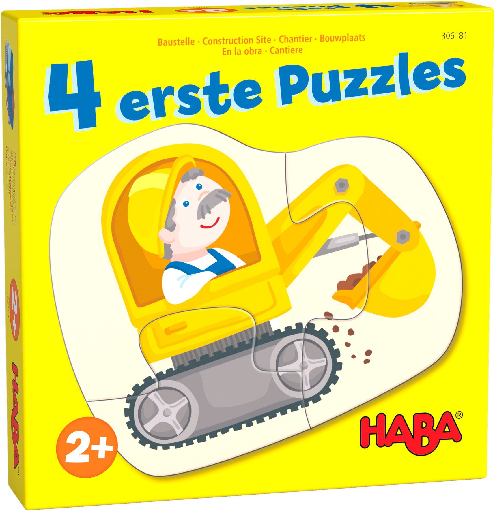 Haba Puzzle 2, 2x3, 4 Teile Kinder Puzzle 4 erste Puzzles Baustelle 1306181001, Puzzleteile