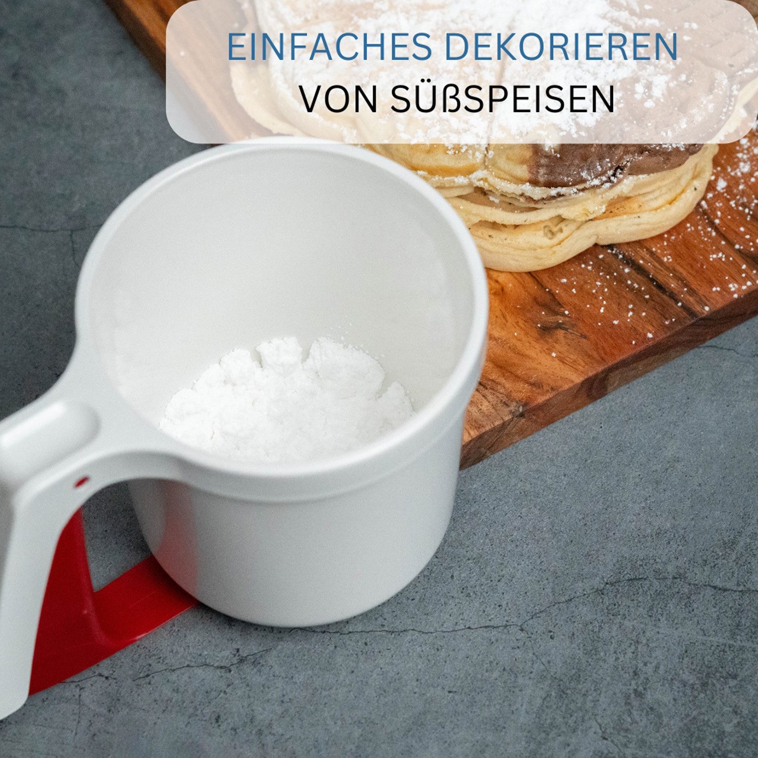 WESTMARK Küchensieb Mehl- und Puderzuckersieb, Mit Griff, Kunststoff, Weiß/Rot, ABS – Bild 5 von 5