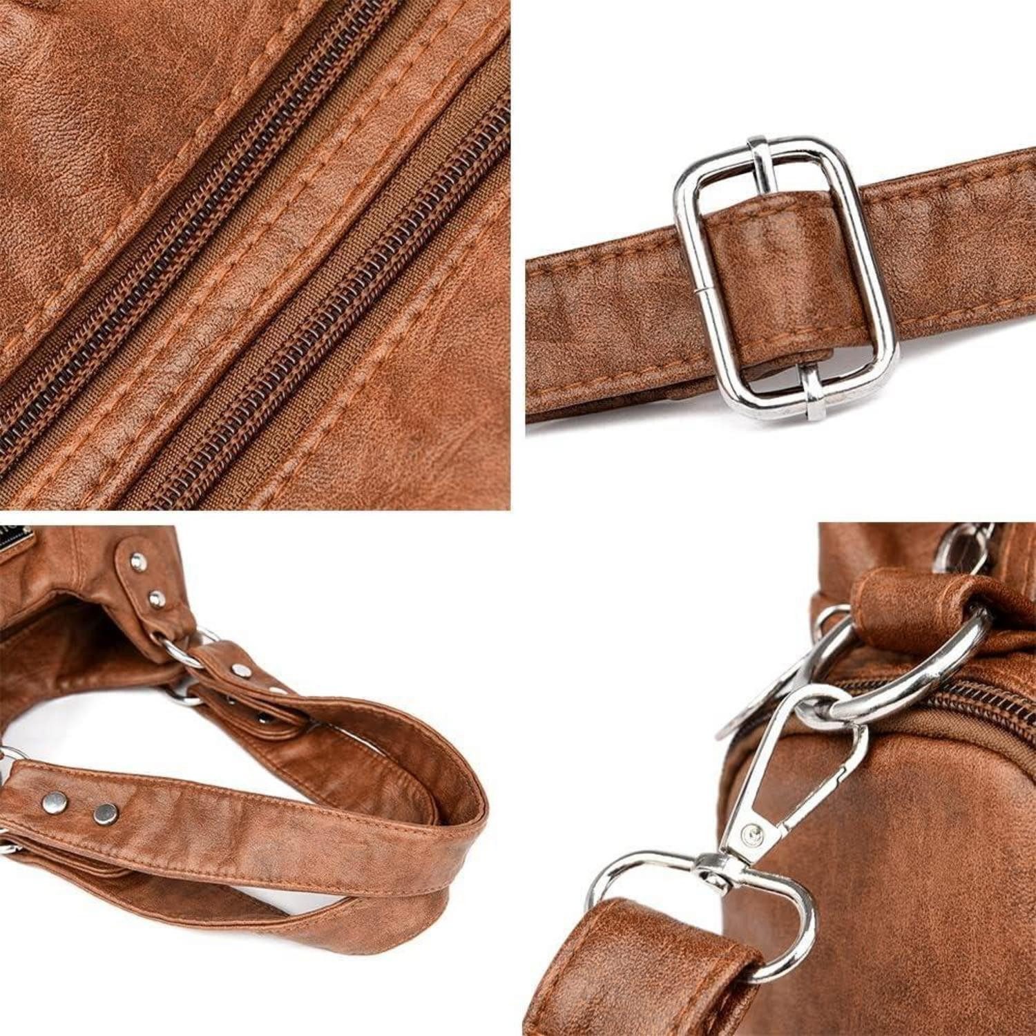 LuxusKollektion Handtasche Damenhandtasche PU-Leder Hobo Vintage Schultertasche Henkeltasche Grau