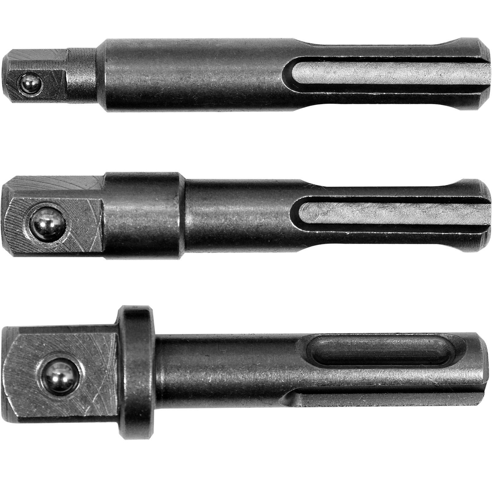 Bohrer- und Bit-Set Steckschlüssel Adapter 3 tlg. SDS- Plus Schaft 1, 2“ 1, 4“ 3, 8“ YT-04686, (3 tlg)