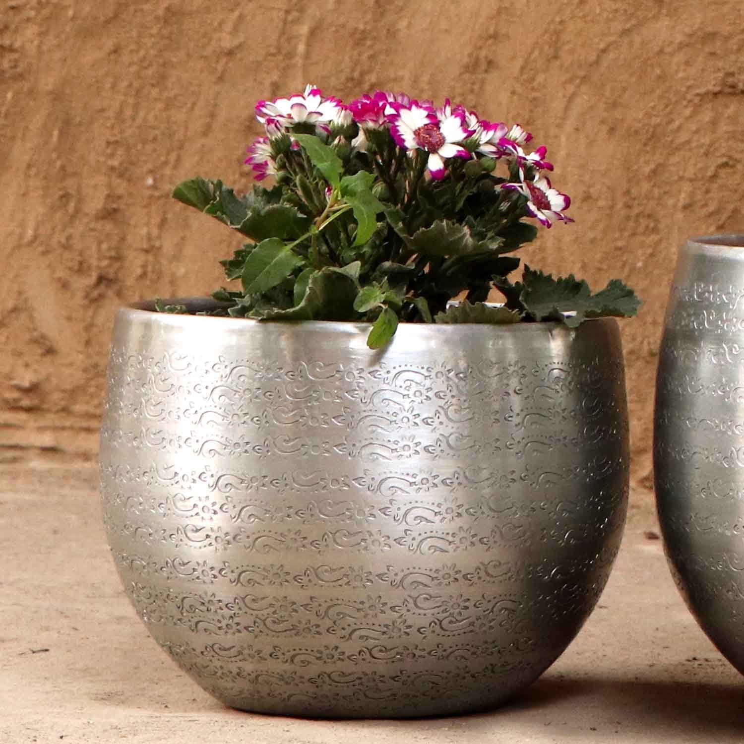 Casa Moro Pflanzkübel Orientalischer Blumentopf Almeria Silber Aluminium ge günstig online kaufen