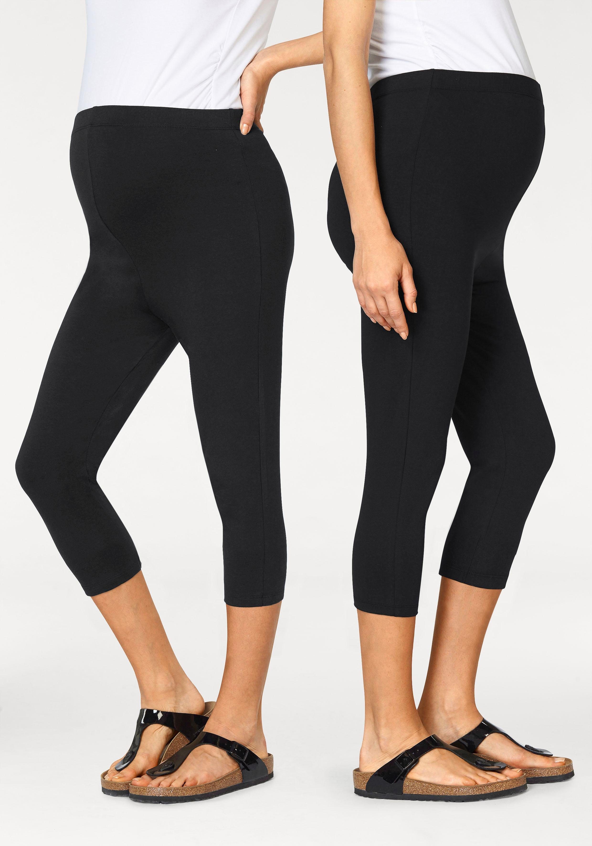 Umstandsleggings, 2er Pack Capri Hosen für Schwangerschaft und Stillzeit