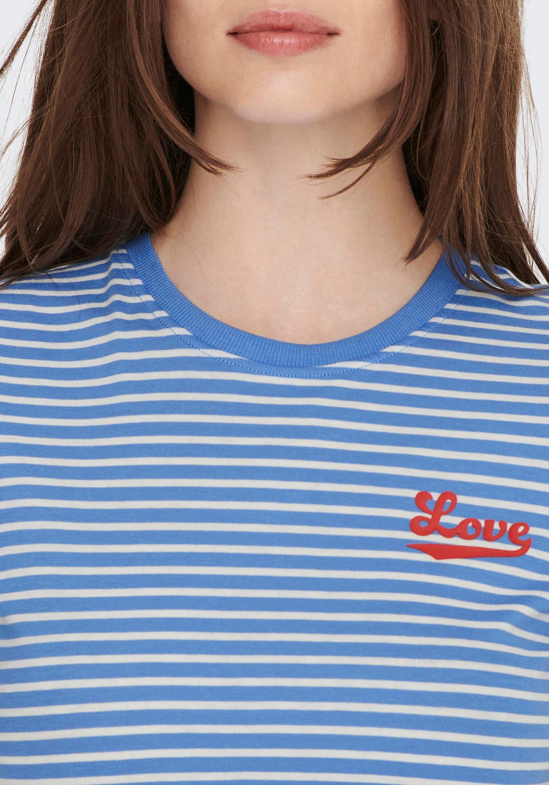 Rundhalsshirt TOP Print:In love JRS risk REG ONLY Provence STRIPE red) (high S/S ONLWEEKDAY BOX