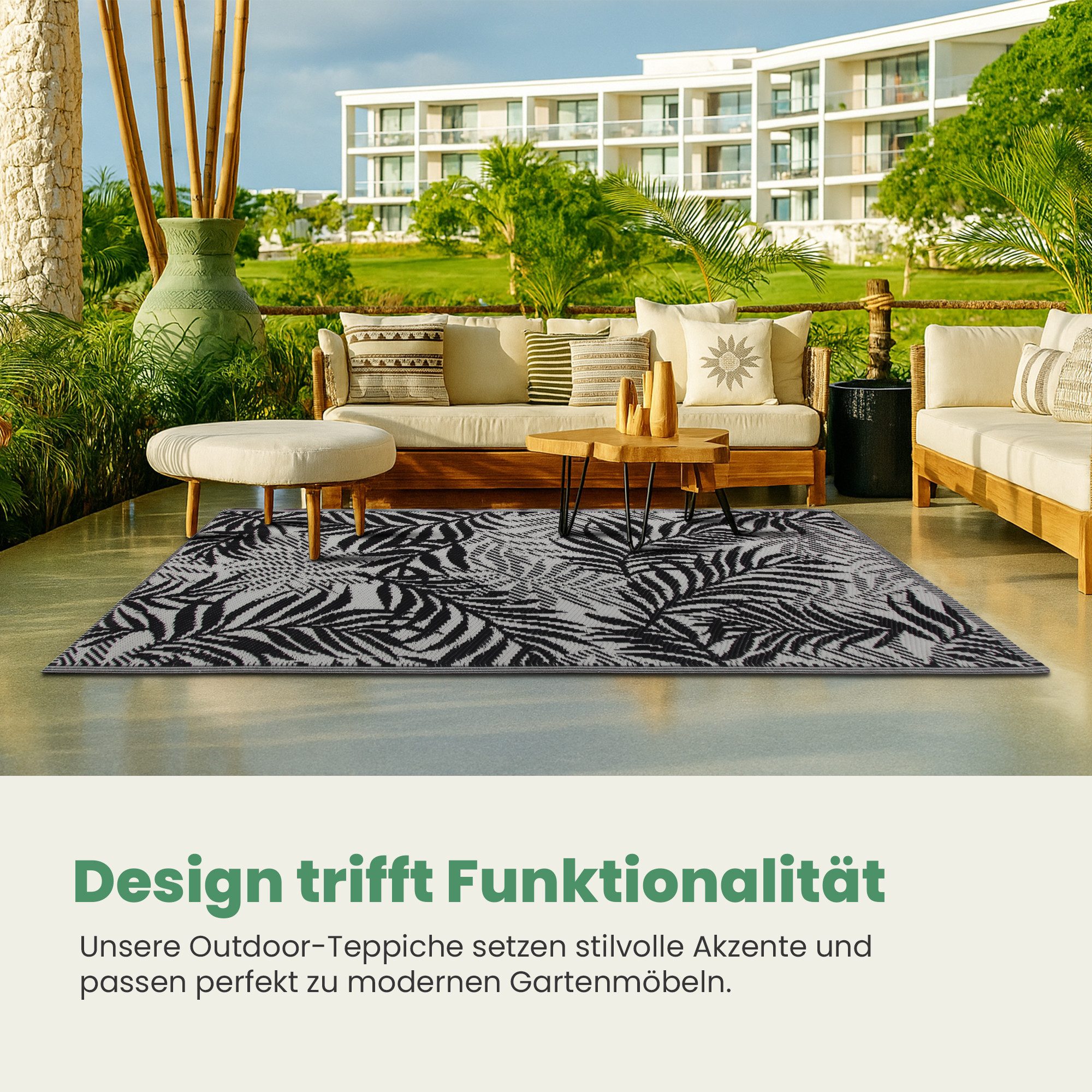 Bestlivings Outdoorteppich Flachgewebe verschiedene Größen/Designs, Rechteckig, aus recyceltem Kunststoff, wetterfest, UV-Beständig, pflegeleicht – Bild 3 von 5