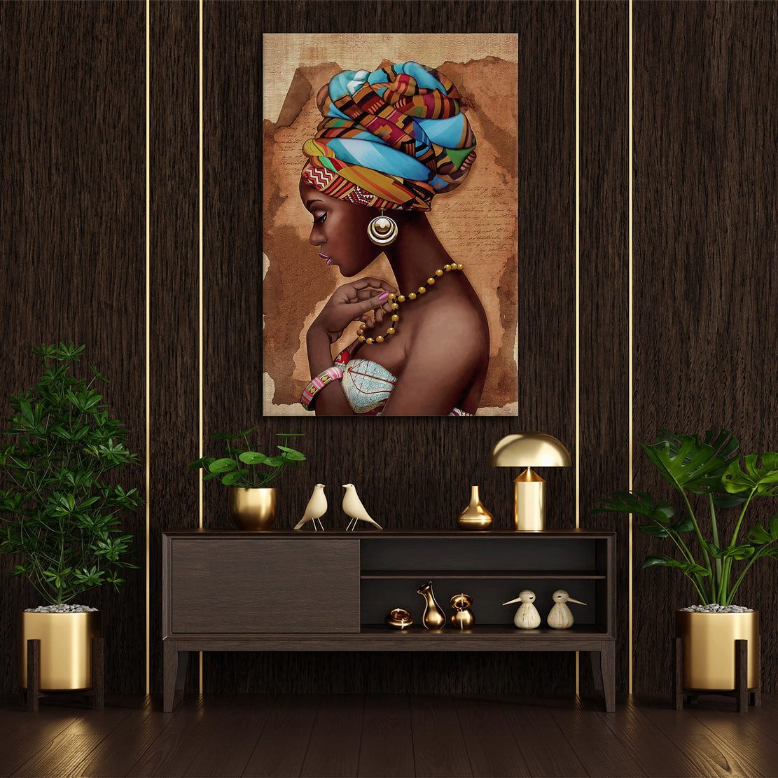 Artedinoi Leinwandbild Afrikanische Frau Kopftuch Vintage Leinwandbild Wandbild XL, Afrikanische Frau, Porträt