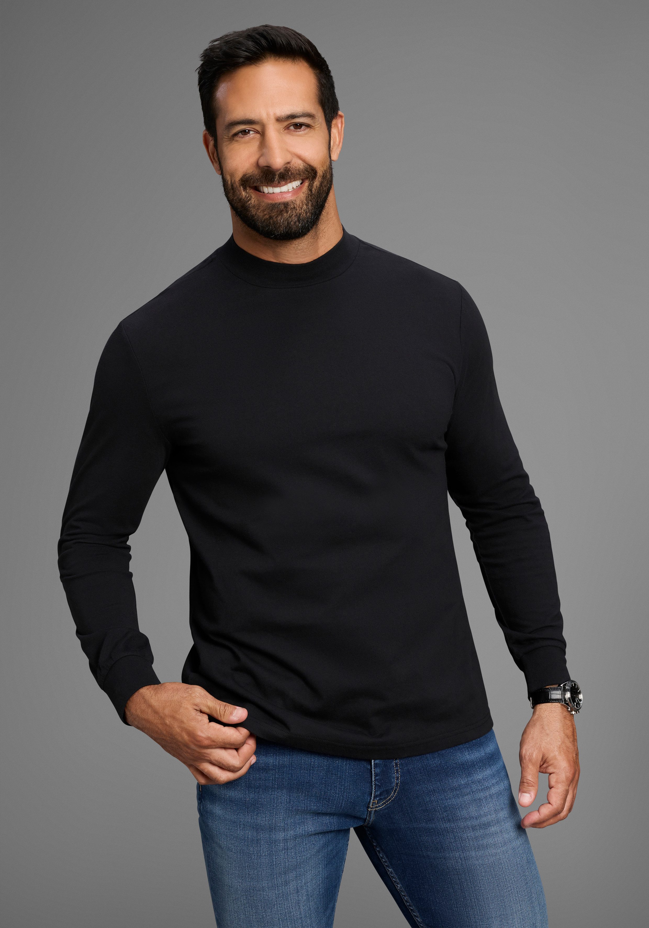 Man's World Stehkragenshirt Neue Kollektion! mit Bündchen günstig online kaufen