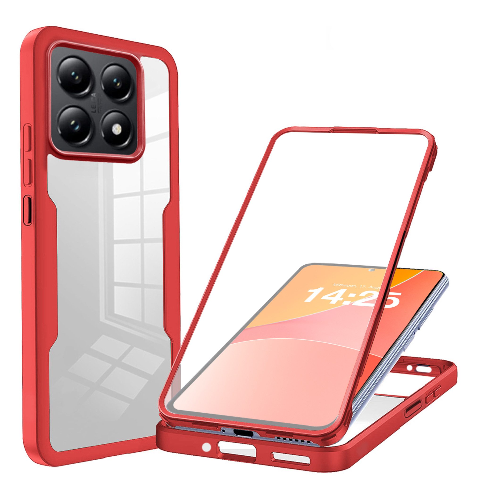 Tec-Expert Handyhülle 360 Grad Hülle für Xiaomi 14T 6.67 Zoll, 6.67, Rundum Schutz Cover Case Hülle robust