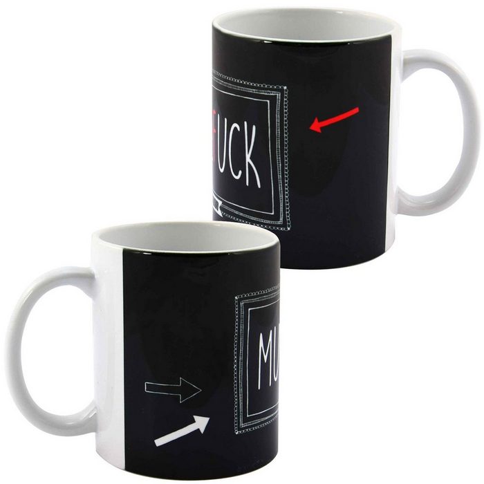 United Labels® Tasse Tacheles Tasse - Muckefuck Kaffeetasse Becher Kaffeebecher aus Keramik Schwarz 320 ml Keramik