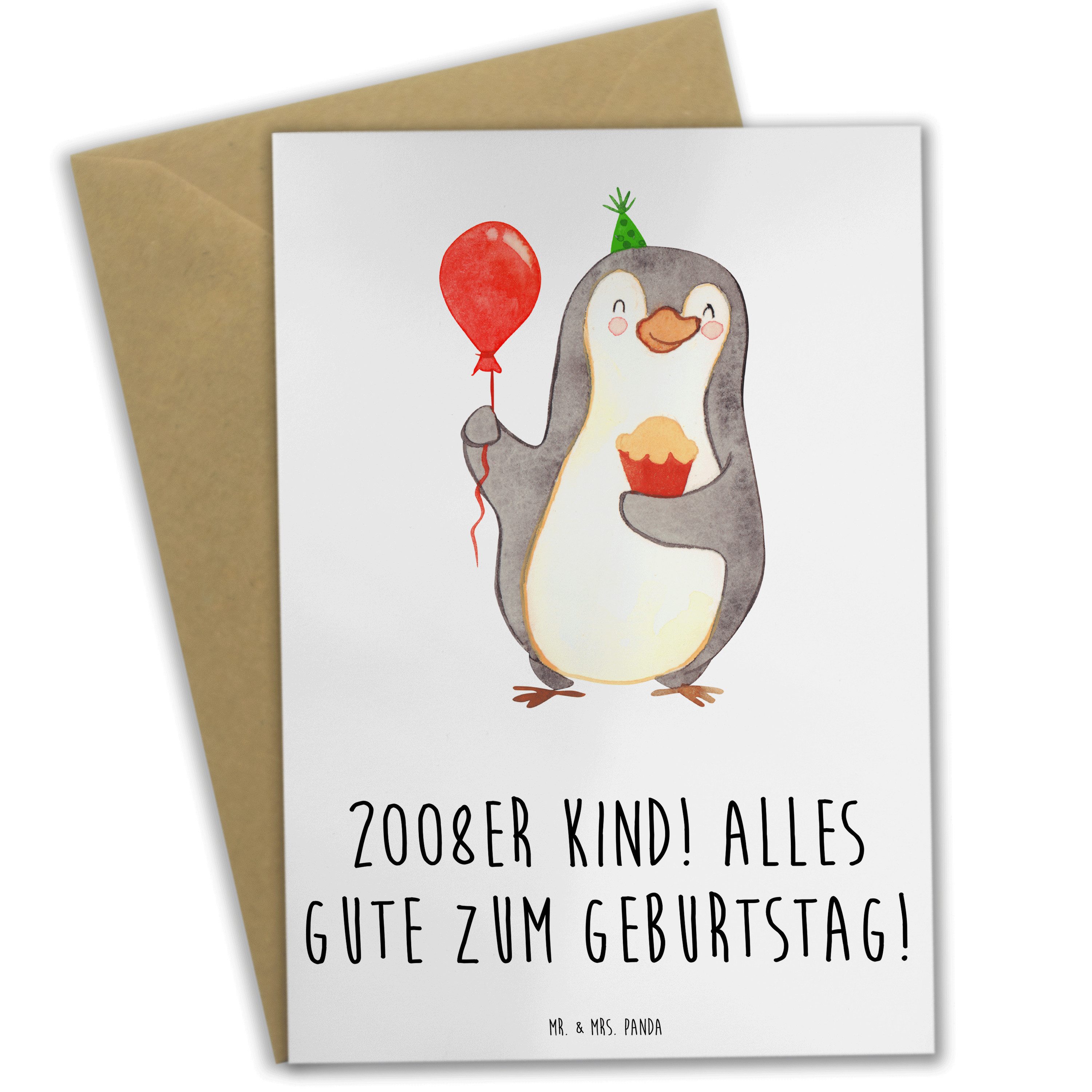 Grußkarte 2008 Geburtstag - Weiß - Geschenk, Geburtstag 2008, Geburtsjahr, Gebu