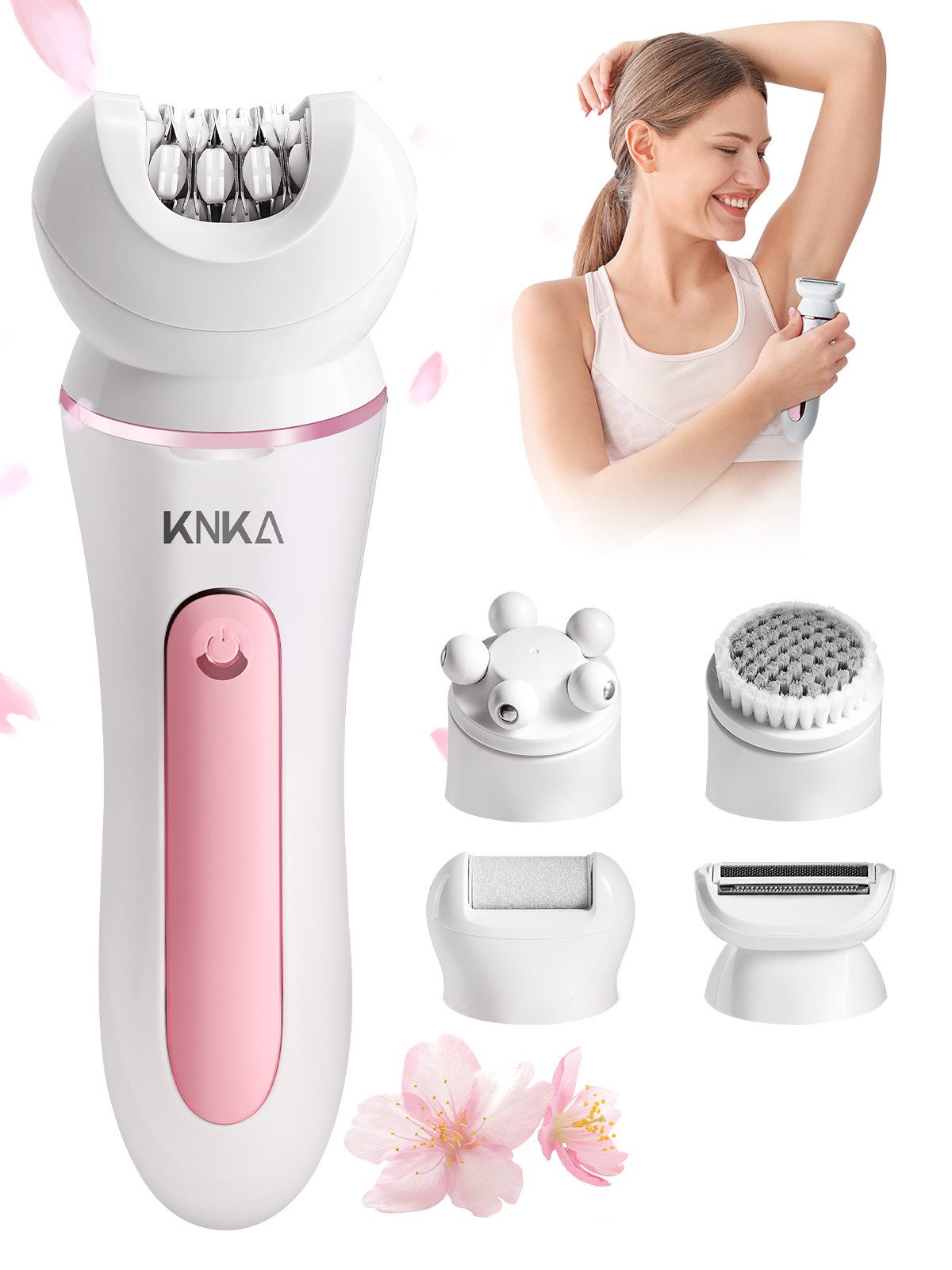 MCURO Elektrorasierer Для удаления волос-Set Rasierer, Aufsätze: 5, Haarentfernung, Haarschnitt, Gesichtsreinigung, Peeling, Massage, 5-in-1 Epilation und Rasierer,Wasserdicht mit hellem LED-Licht