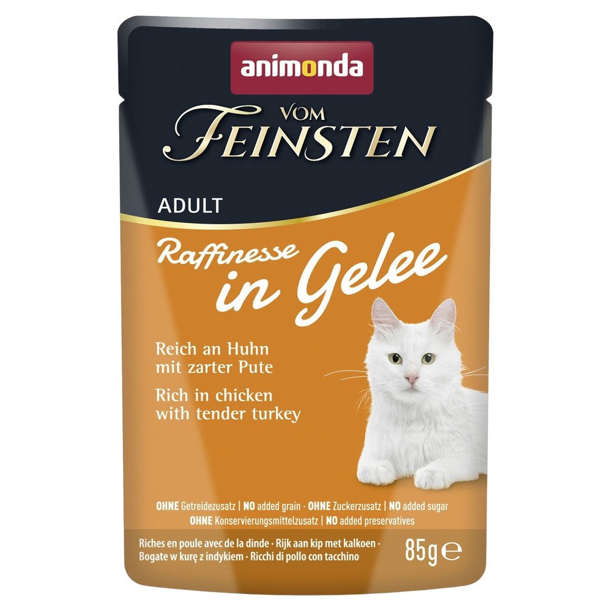 Animonda vom Feinsten Raffinesse in Gelee Adult reich an Huhn mit Pute 85 g - 2, Nassfutter für: Katze