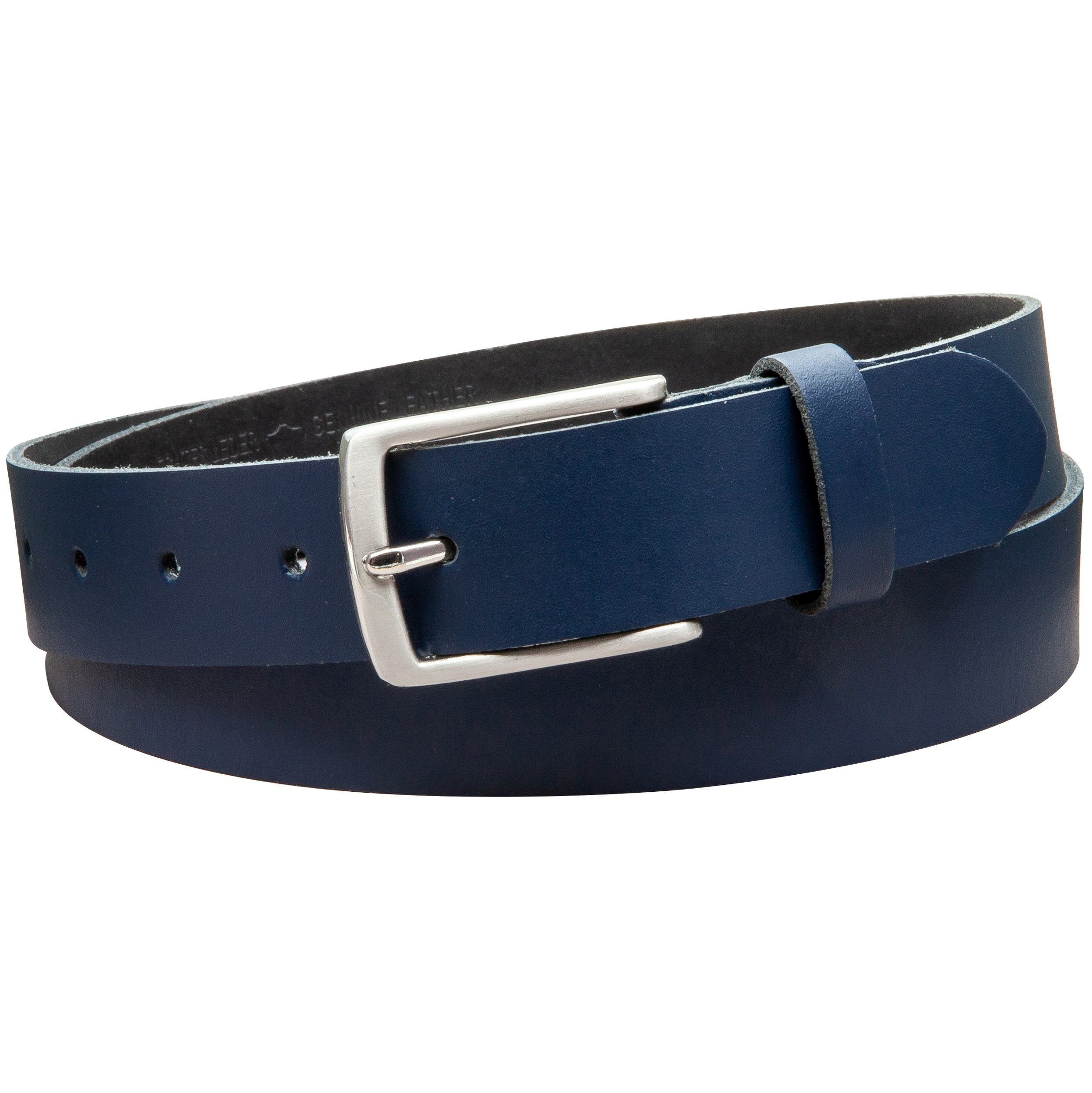 COLOGNEBELT Ledergürtel OM311-SL-Dunkelblau MADE IN GERMANY, Dunkelblau Kürzbar, 100 % Echtleder, Aus einem Stück, Unisex