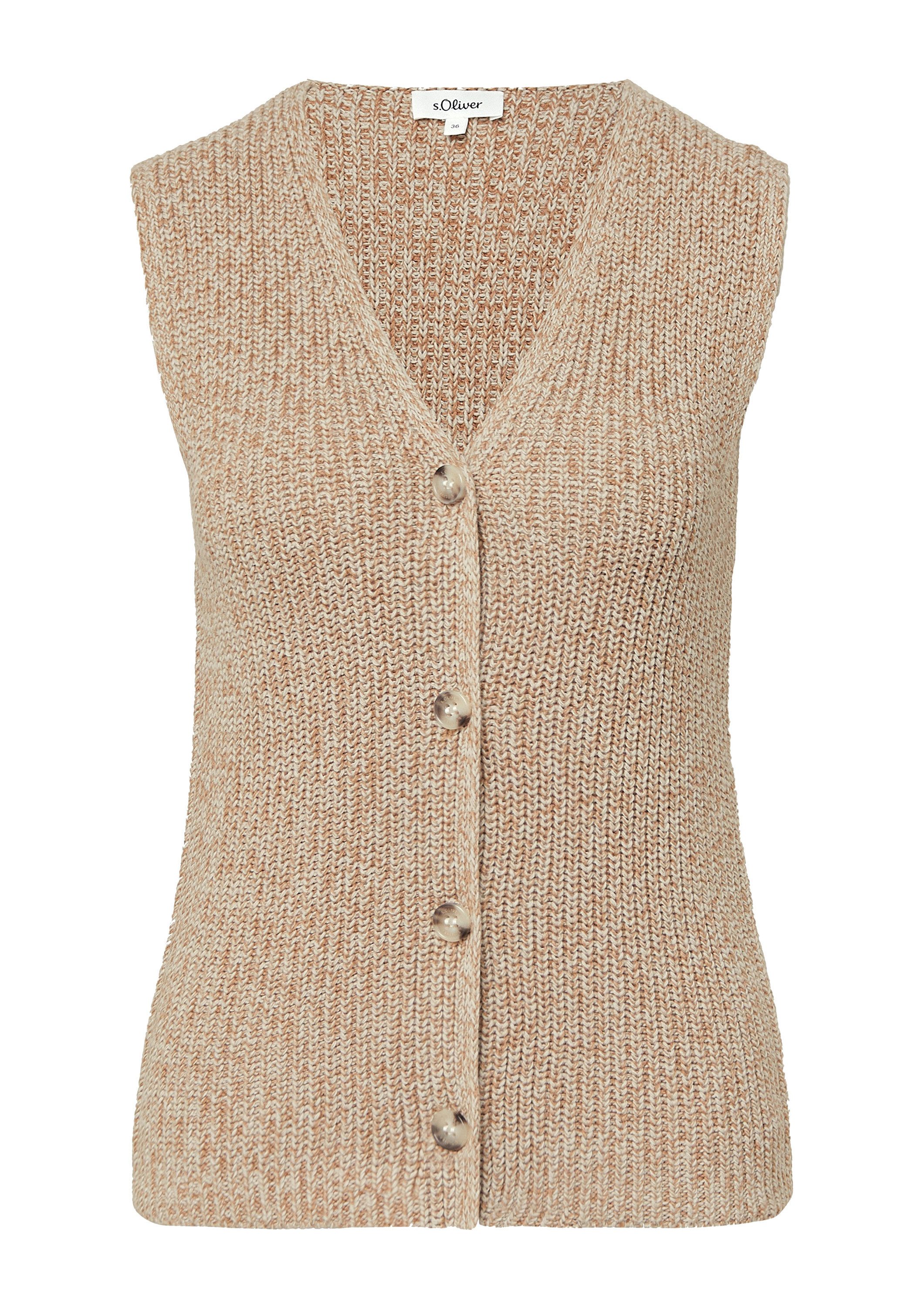 s.Oliver Rundhalspullover Strickjacke Strickweste im Slim Fit mit Knopfleis günstig online kaufen