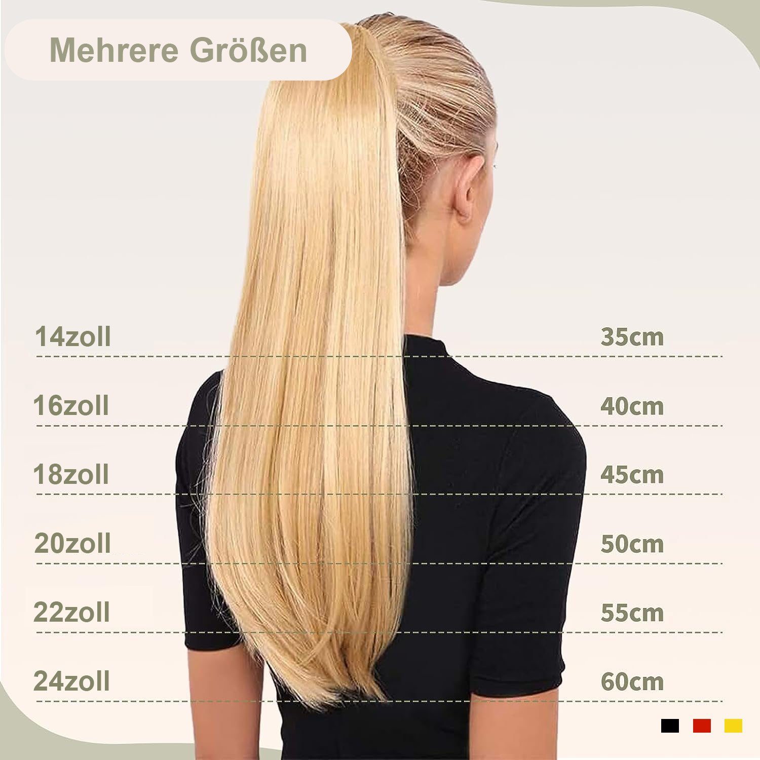 Pferdeschwanz 60cm gelb/braun MAGICSHE Clip Kunsthaarperücke Haarverlängerungen mit