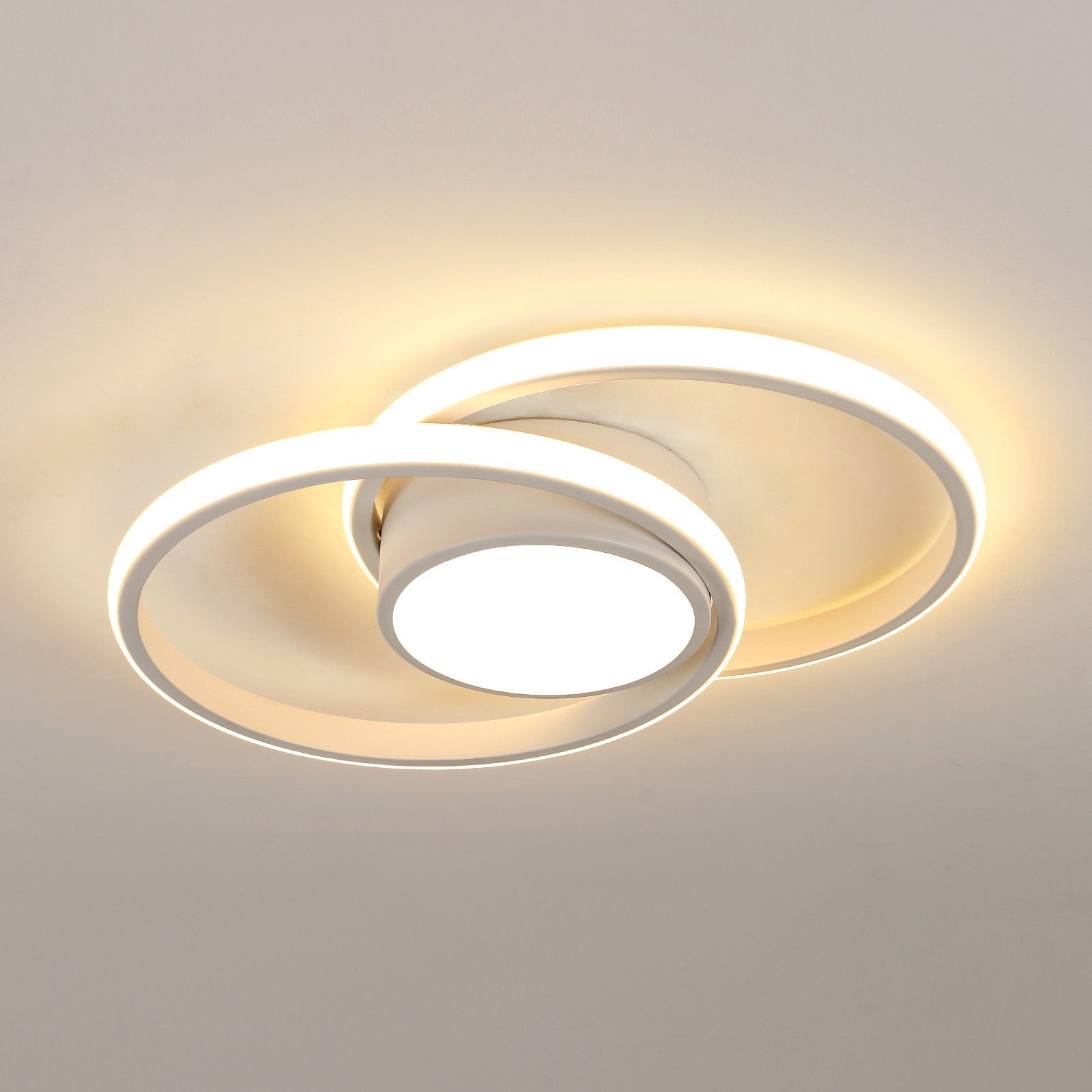 Riserva LED Deckenleuchte LED Deckenleuchte Doppelring Weiß 42W 3000K Ø40cm, LED wechselbar