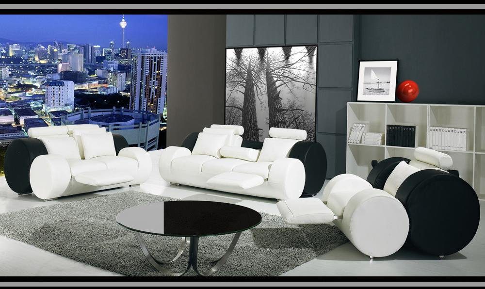 JVmoebel Sofa Sofagarnitur 3+2 Relax, Couchen in Moderne Sitz Polster Couch Sofa Sitzer Made Weiß/Schwarz Europe