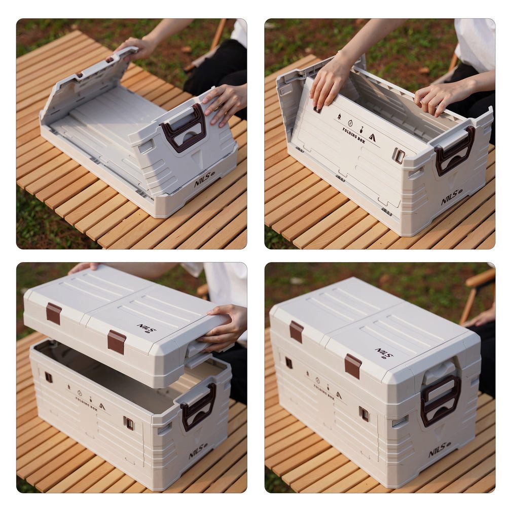 NILS CAMP Faltbox Faltkiste Campingbox Klappbox (Spar-Set, 1 St., 47,5 x 29,5 x 30,5 cm), faltbar, stapelbar, 42 l, Deckelfächer, bis 50 kg