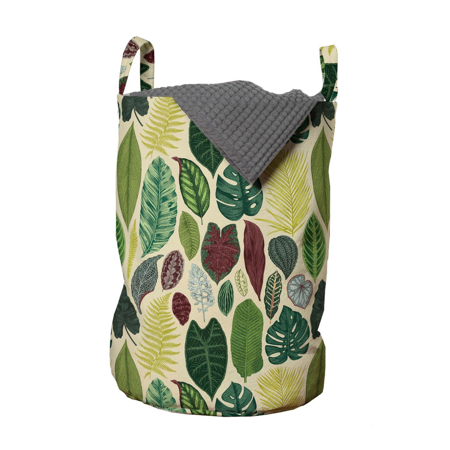 Abakuhaus Wäschesäckchen Wäschekorb mit Details Waschsalons, für Tropisch Griffen Verschiedene Blätter Kordelzugverschluss