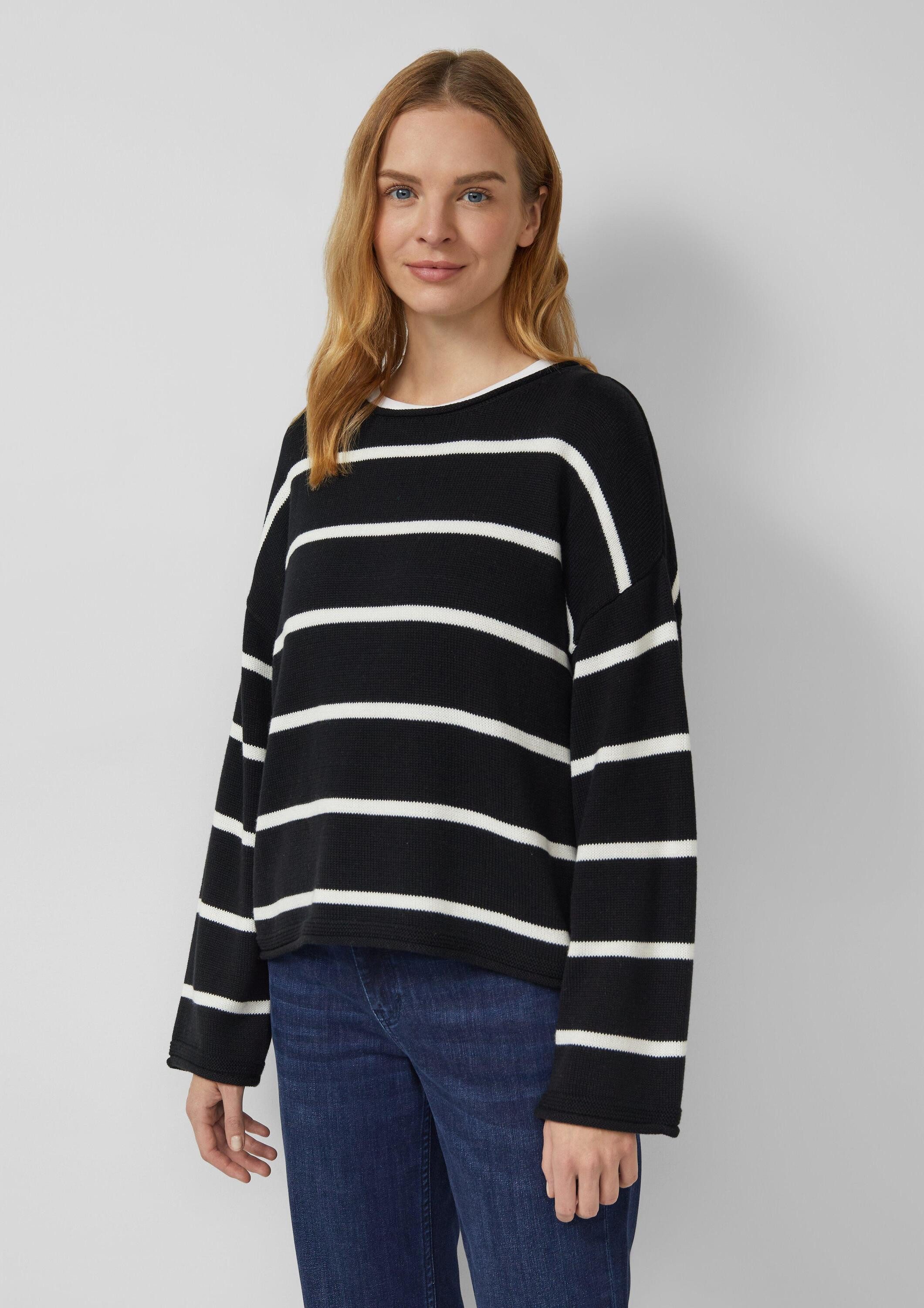 s.Oliver Longpullover Strickpullover Gestreifter Pullover im Relaxed Fit