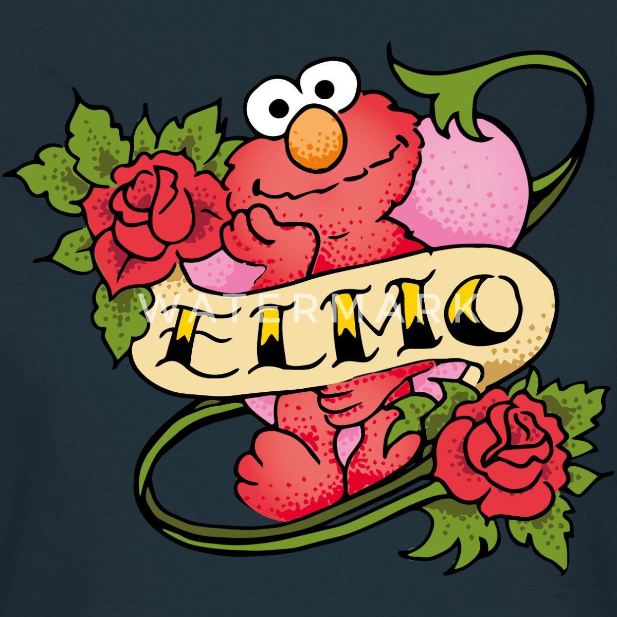 Spreadshirt T-Shirt Sesamstraße Elmo Tattoo Vintage Herz Frauen T-Shirt (1-tlg) Slim Fit, fällt klein aus