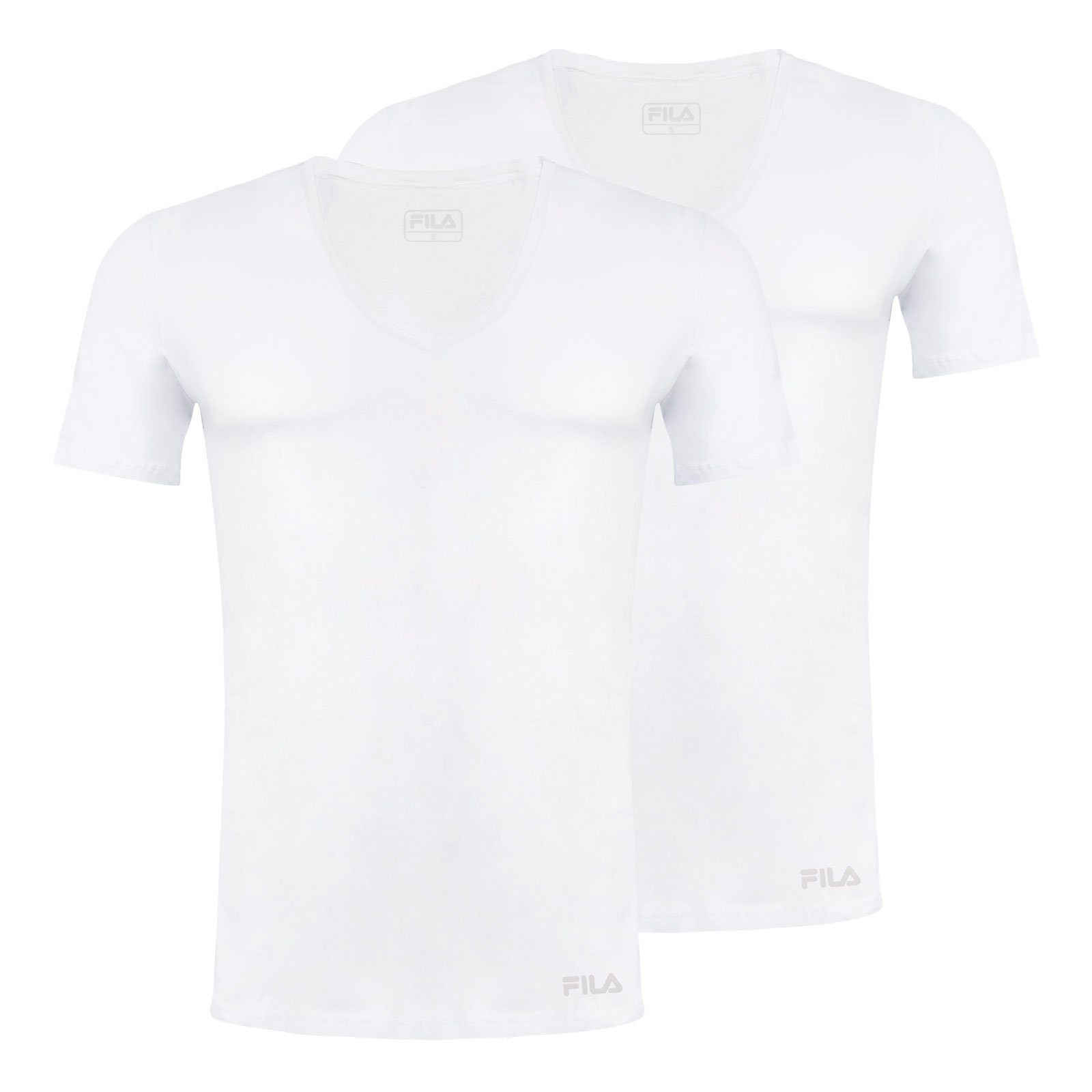 Fila T-Shirt white Baumwolljersey weichem aus 300 V-Neck 2er Pack