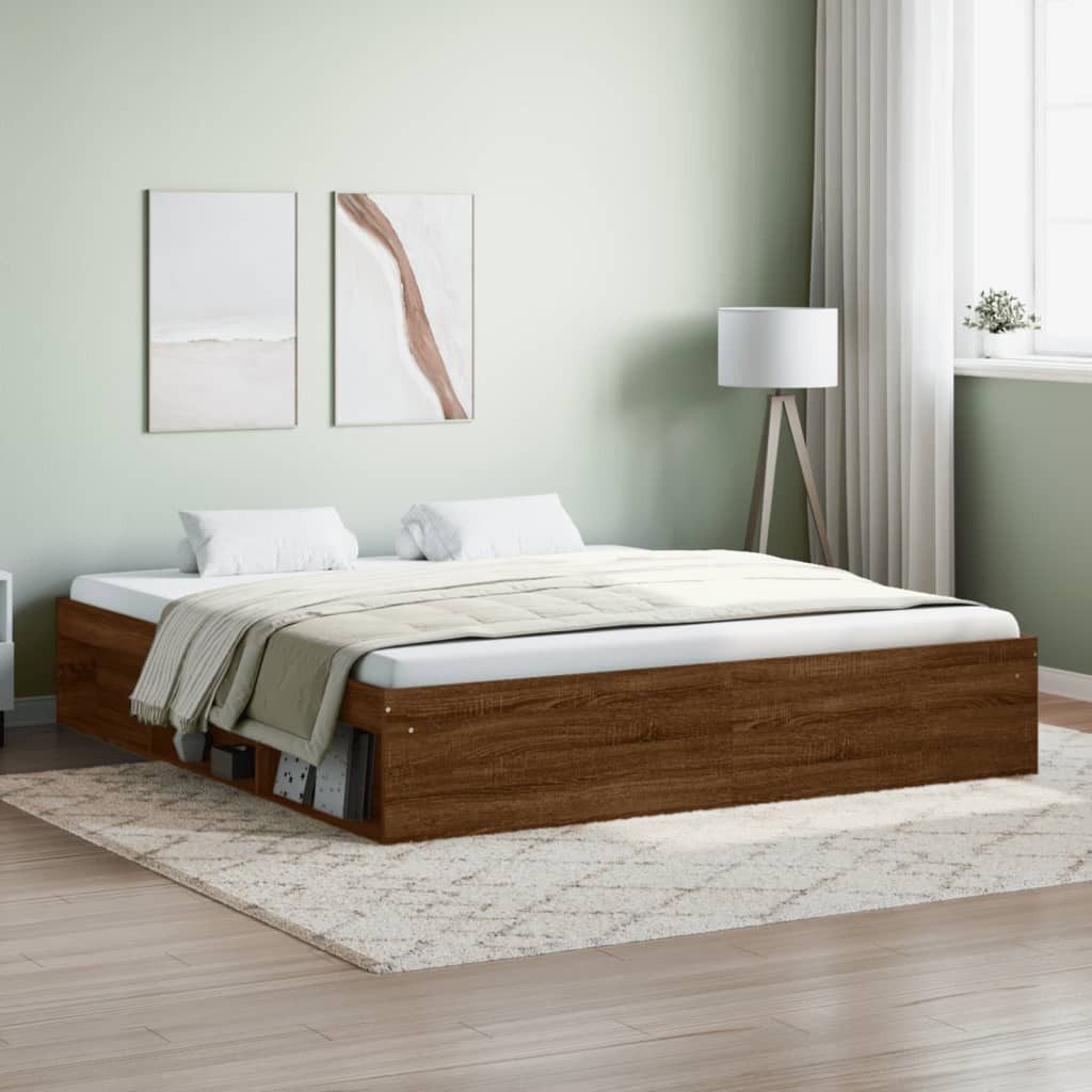 vidaXL Bett, Bettgestell Braun Eichen-Optik 180x200 cm günstig online kaufen