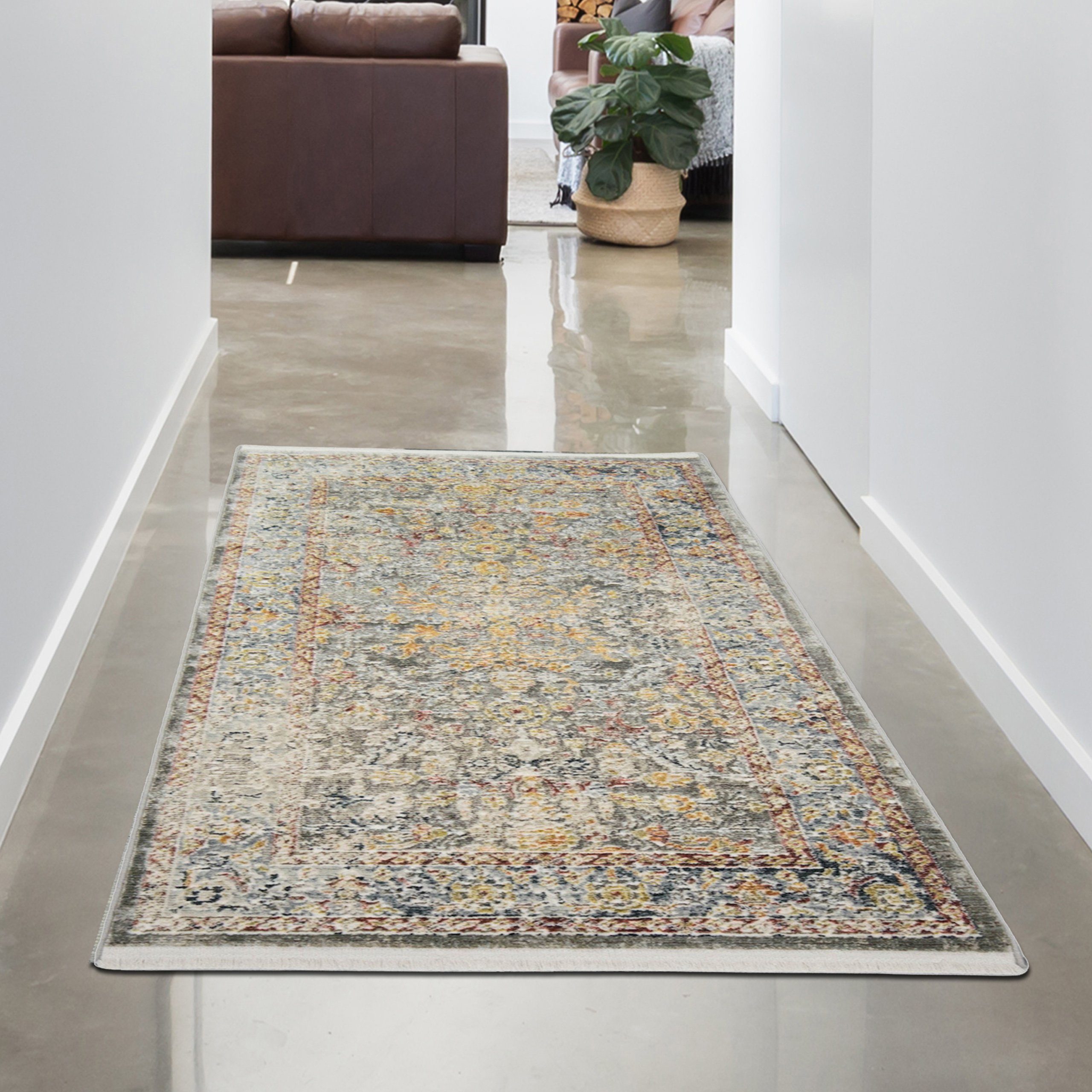 Teppich Moderner Orientalischer Vintage Teppich creme bunt, Carpetia,  rechteckig, Höhe: 7 mm