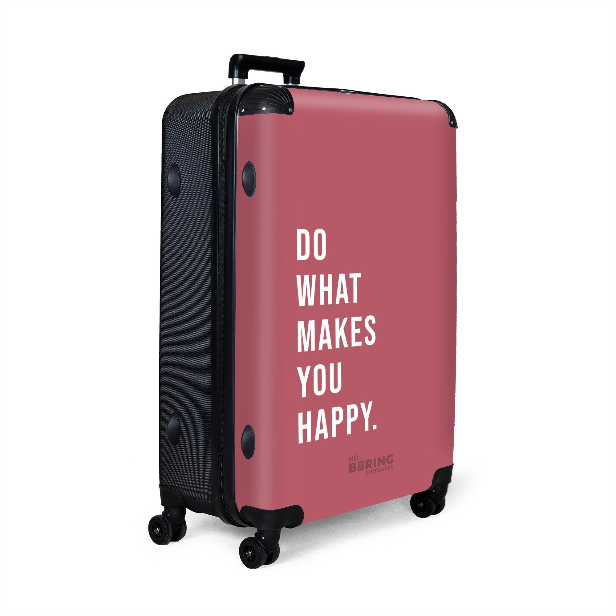 NoBoringSuitcases.com© Hartschalen-Trolley Rosa mit Zitat "Tu, günstig online kaufen