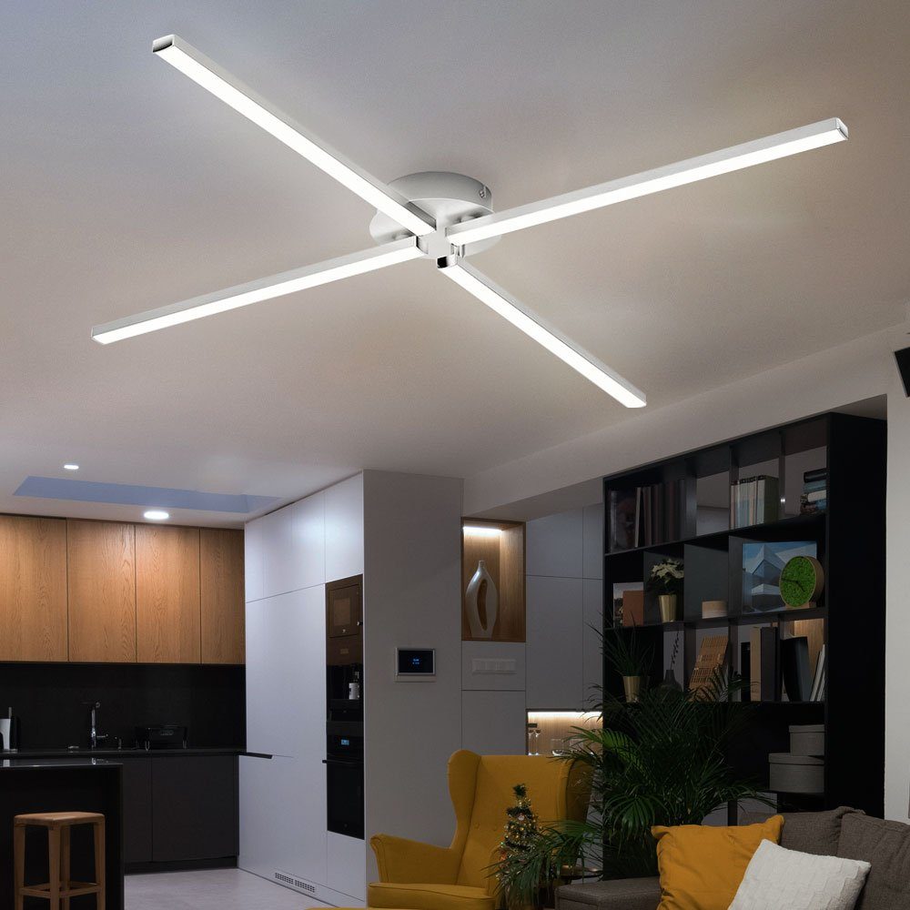 Briloner Leuchten LED Deckenleuchte, LED-Leuchtmittel fest verbaut, Warmweiß, LED Deckenleuchte Wohnzimmerlampe Metall 4 Flammif schwenkbar L 78 cm | Deckenlampen