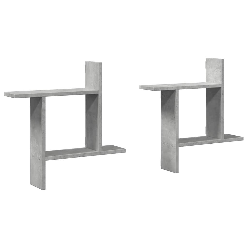 vidaXL Regal Wandregale 2 Stk. Betongrau 50x12x50 cm Holzwerkstoff, 1-tlg.