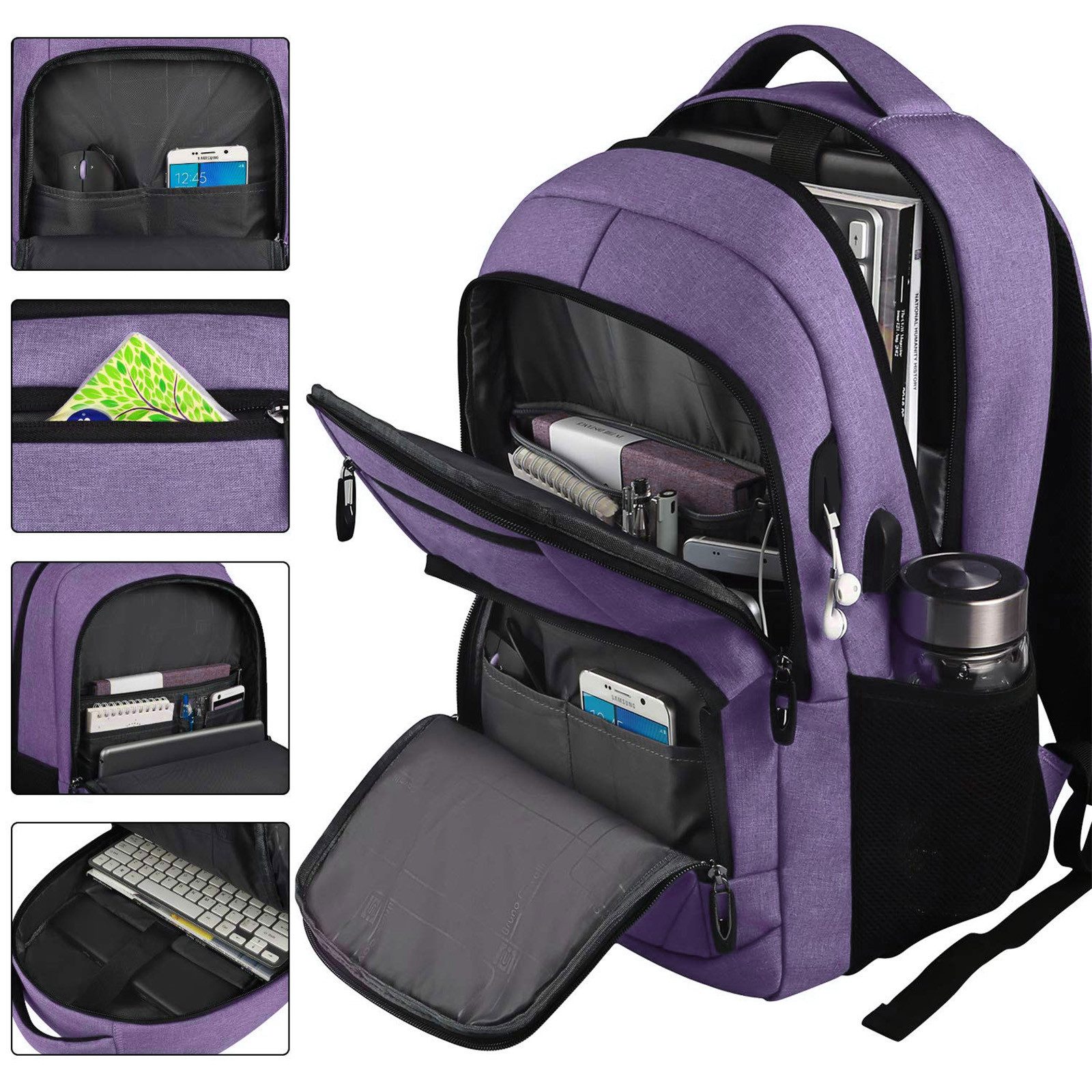 REDOM Laptoprucksack Laptop Rucksack Rucksäcke Schulrucksack Wasserbeständig Laptoptasche (Laptop Notebook Tasche Schule Uni Rucksack, 1-tlg., Anti-Diebstahl, Backpack mit Laptopfach, Sportrucksack, mit USB-Anschluss), fur Herren Damen Jungen Teenager Freizeit Arbeit Business Reisen